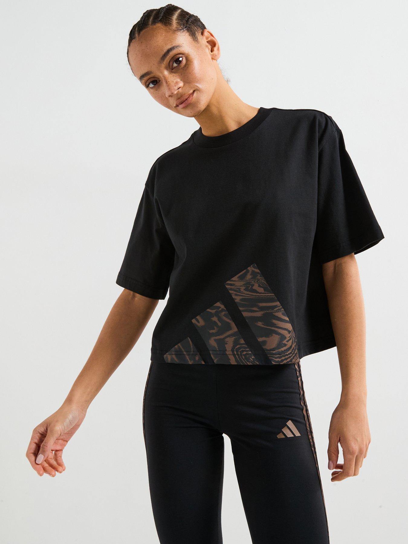  image of adidas-sportswear-womens-essentials-animal-big-logo-boyfriend-t-shirt-black
