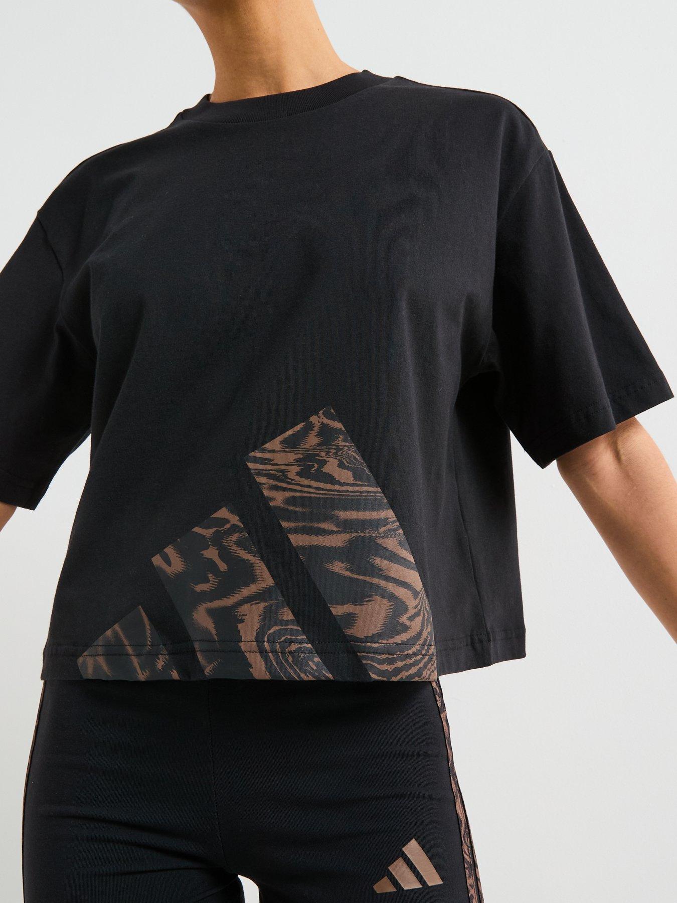  image of adidas-sportswear-womens-essentials-animal-big-logo-boyfriend-t-shirt-black