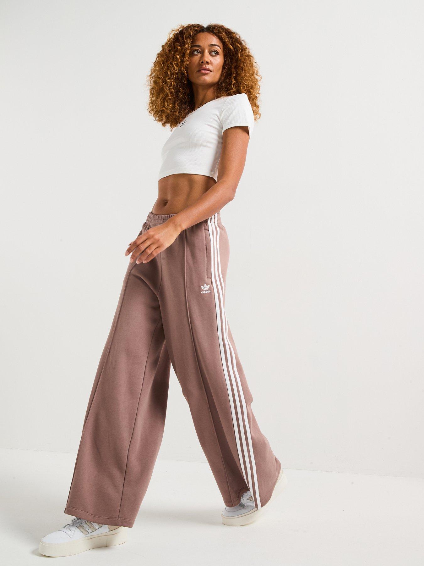 adidas Originals Womens 3-stripes French Terry Wide Leg Joggers
