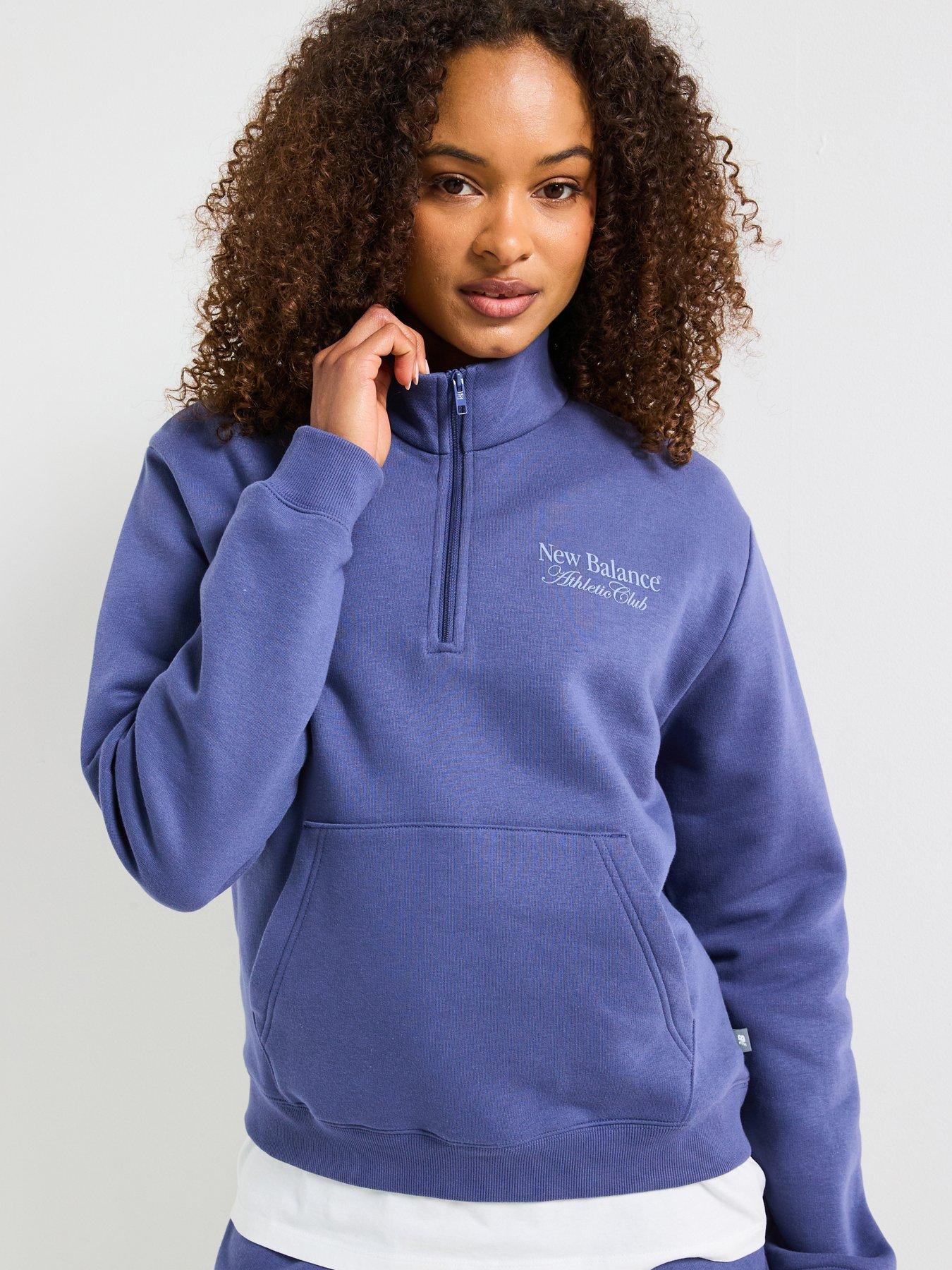  image of new-balance-womens-linear-heritage-graphic-half-zip-sweat-top-navy