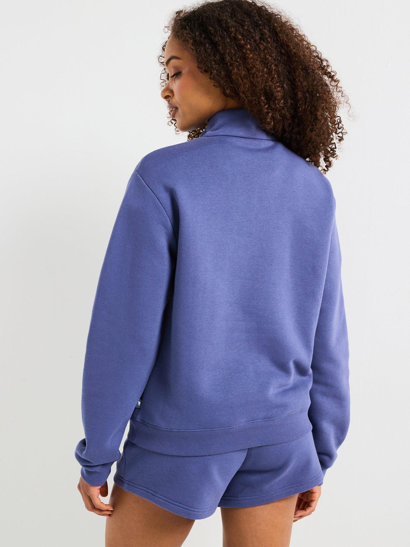  image of new-balance-womens-linear-heritage-graphic-half-zip-sweat-top-navy