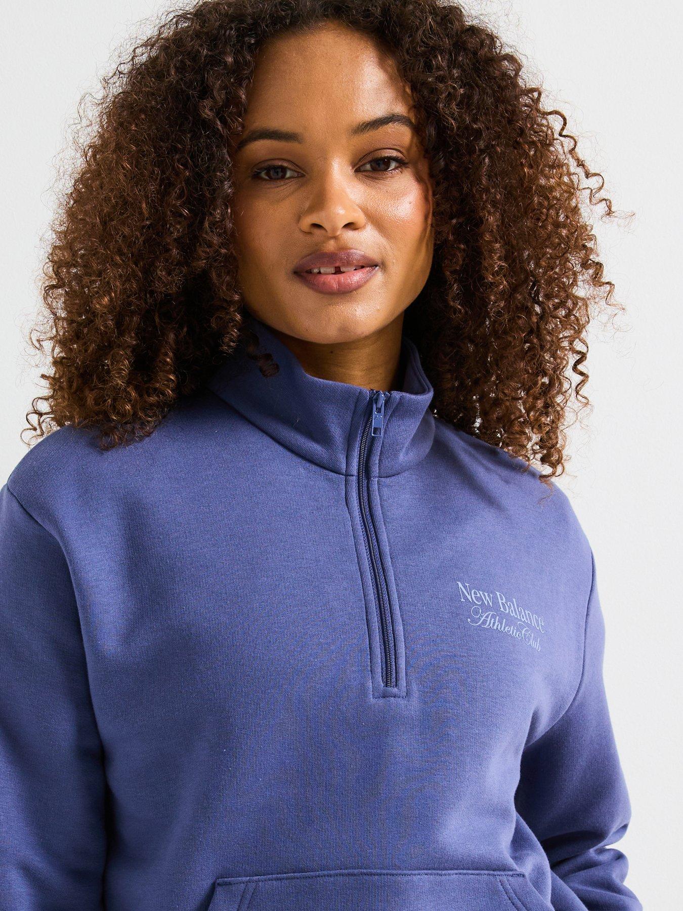  image of new-balance-womens-linear-heritage-graphic-half-zip-sweat-top-navy
