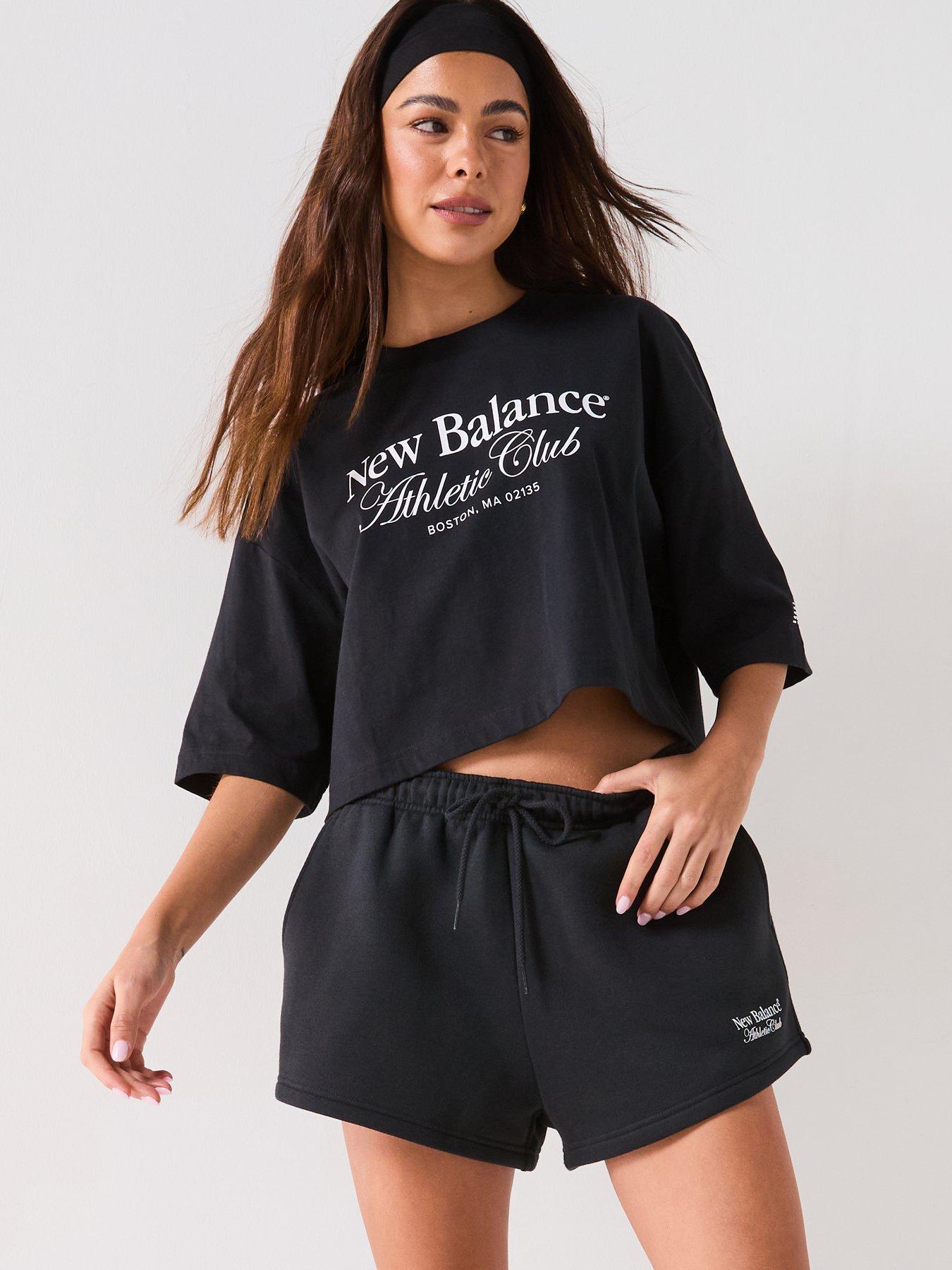  image of new-balance-womens-linear-heritage-fleece-shorts-black