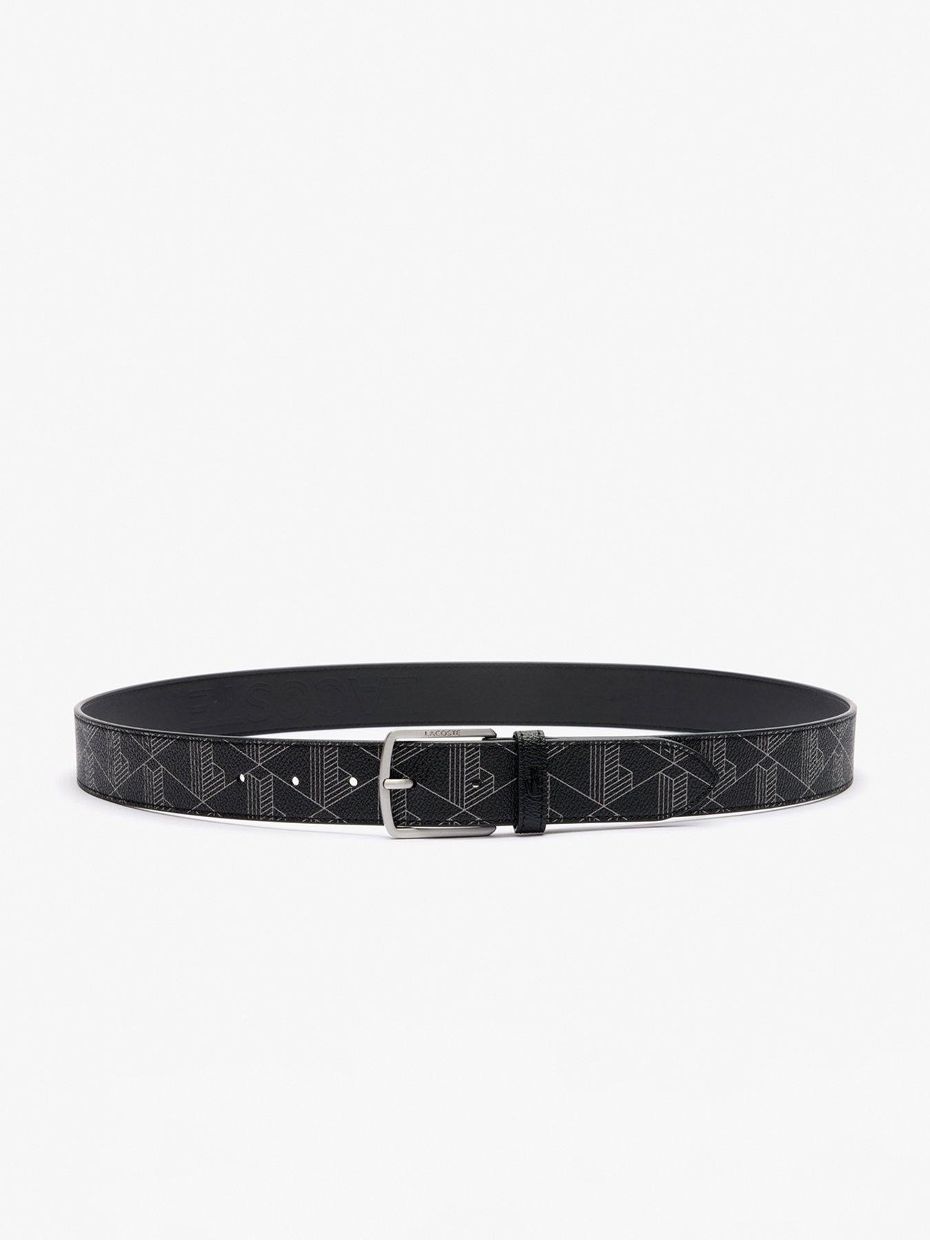  image of lacoste-coated-monogram-leather-belt--black