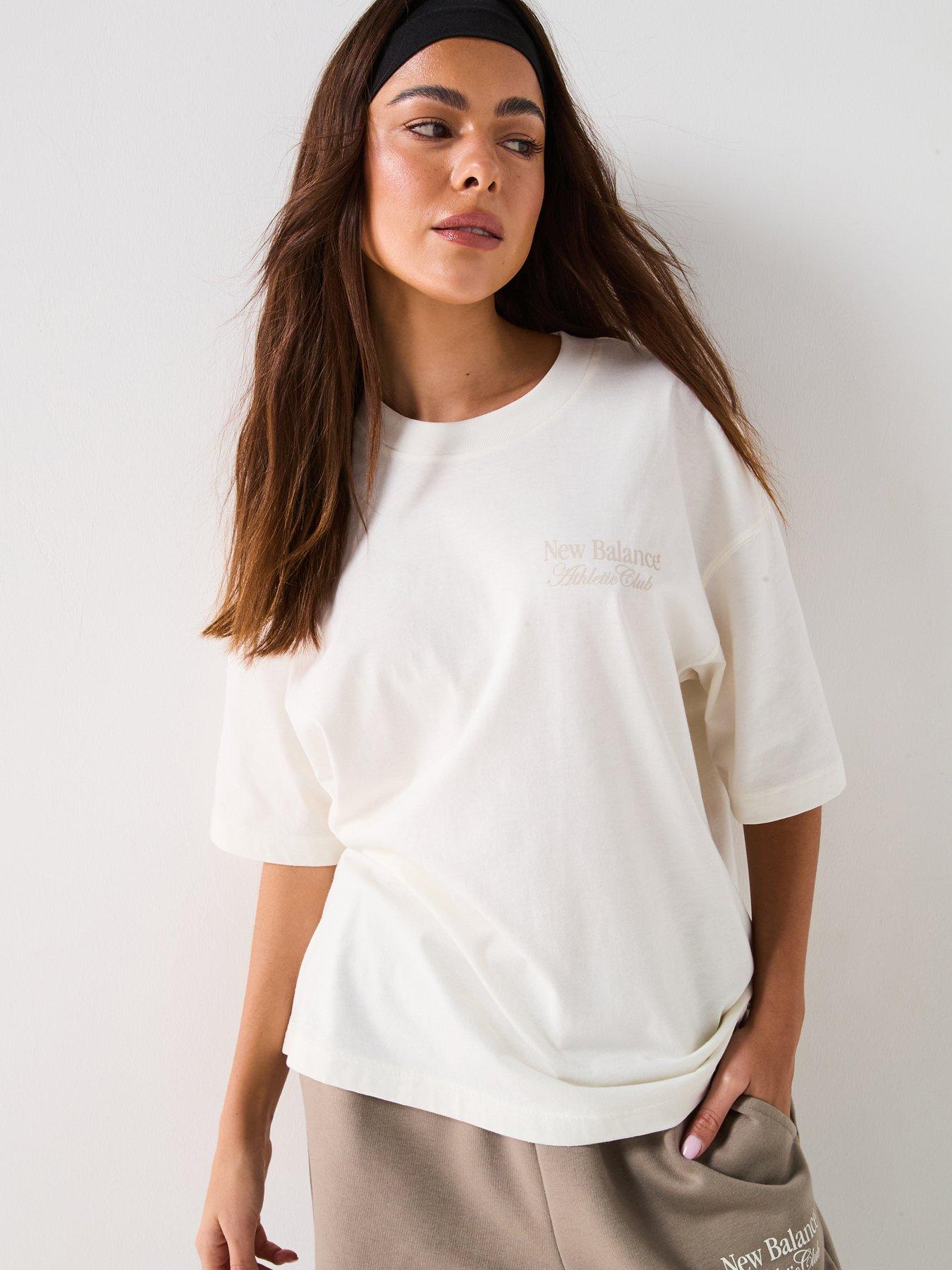  image of new-balance-womens-linear-heritage-oversized-t-shirt-white