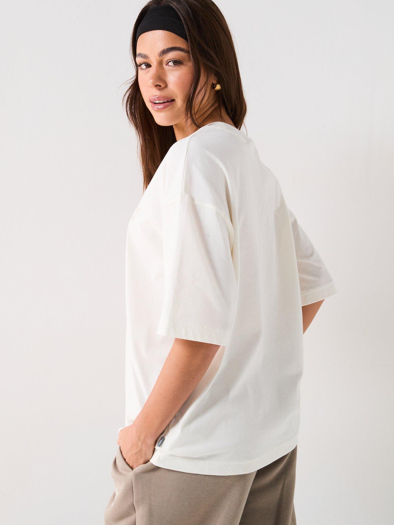  image of new-balance-womens-linear-heritage-oversized-t-shirt-white