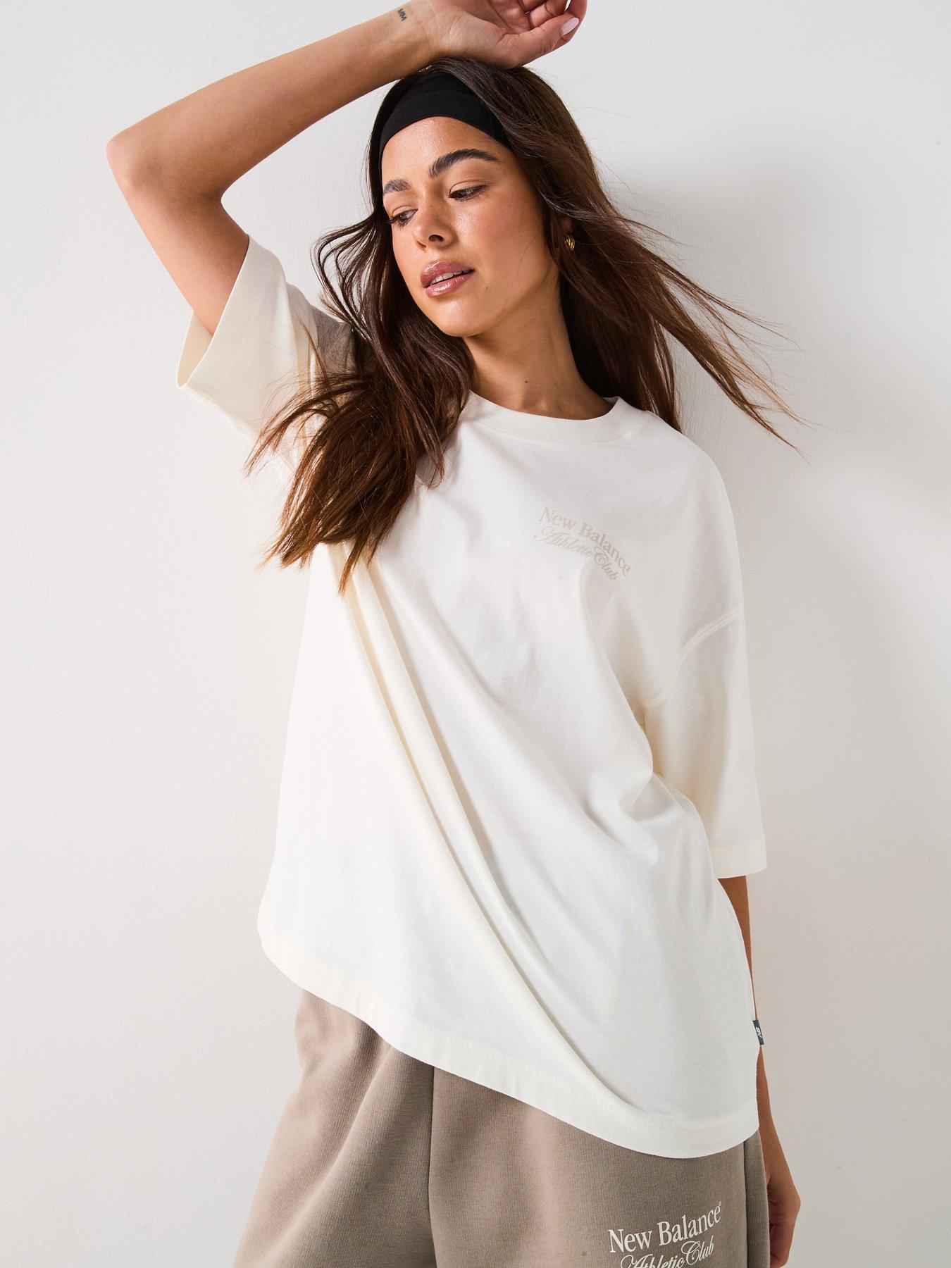 image of new-balance-womens-linear-heritage-oversized-t-shirt-white