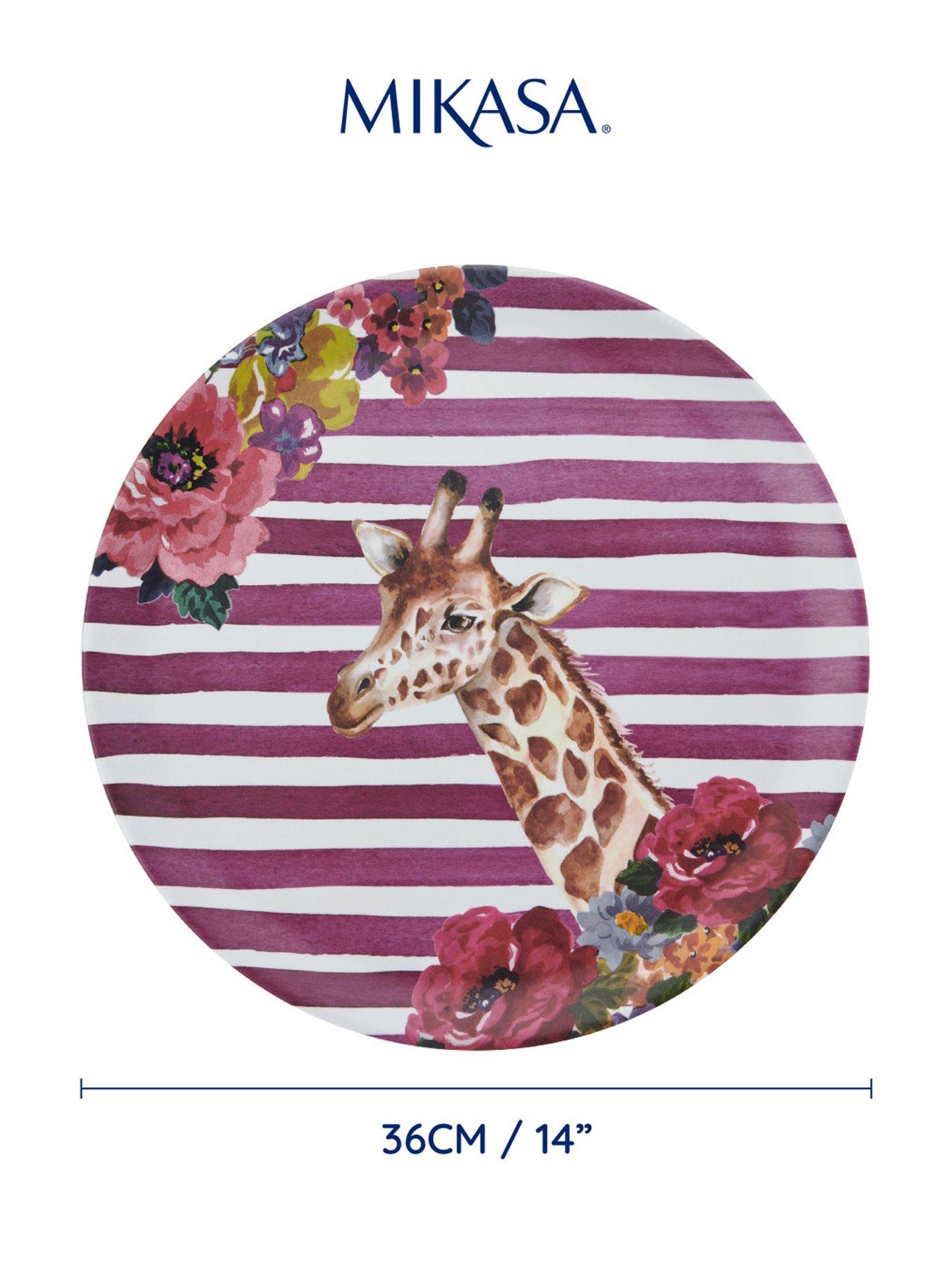  image of mikasa-wild-at-heart-melamine-36cm-round-tray-giraffe