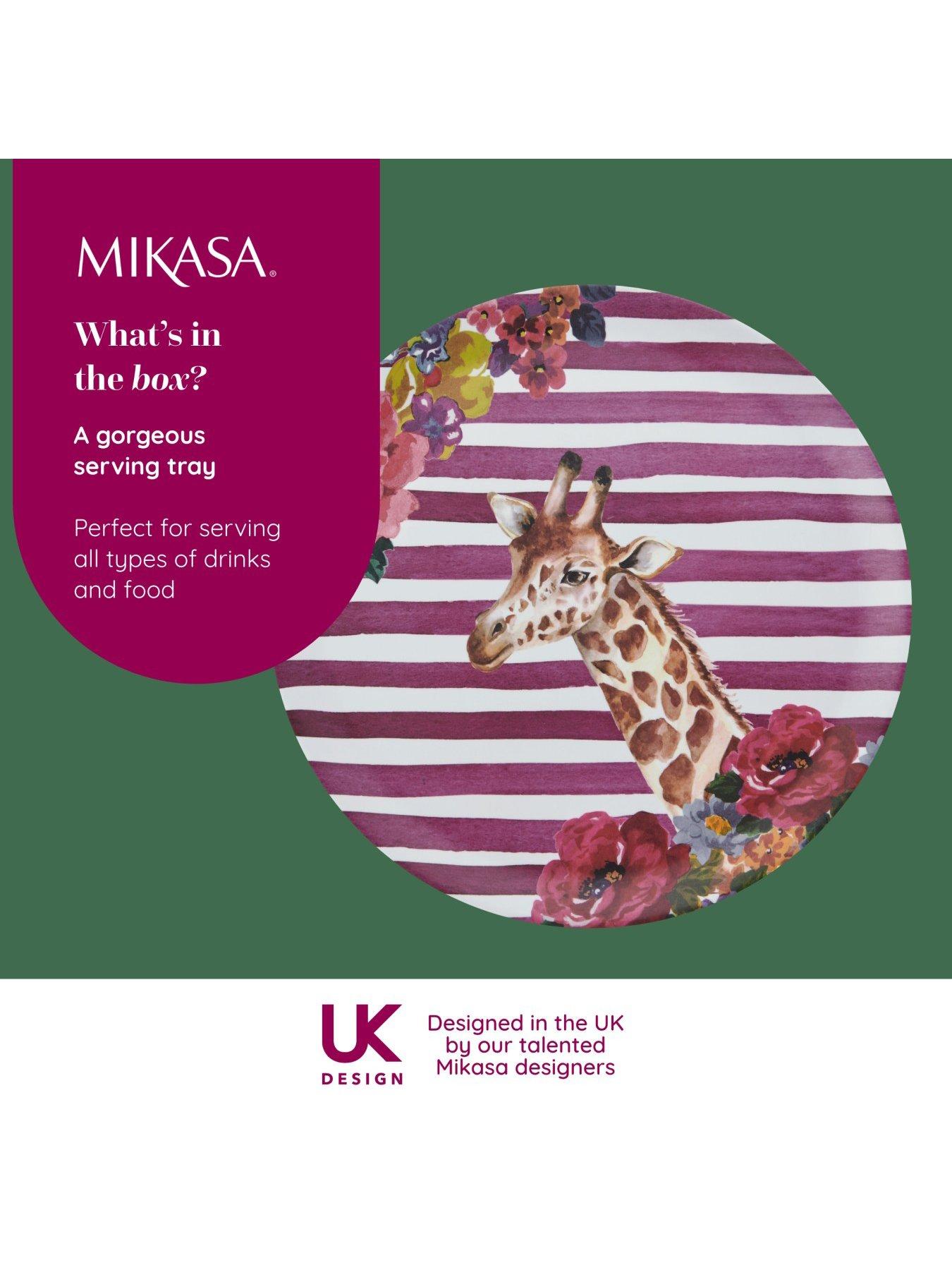  image of mikasa-wild-at-heart-melamine-36cm-round-tray-giraffe