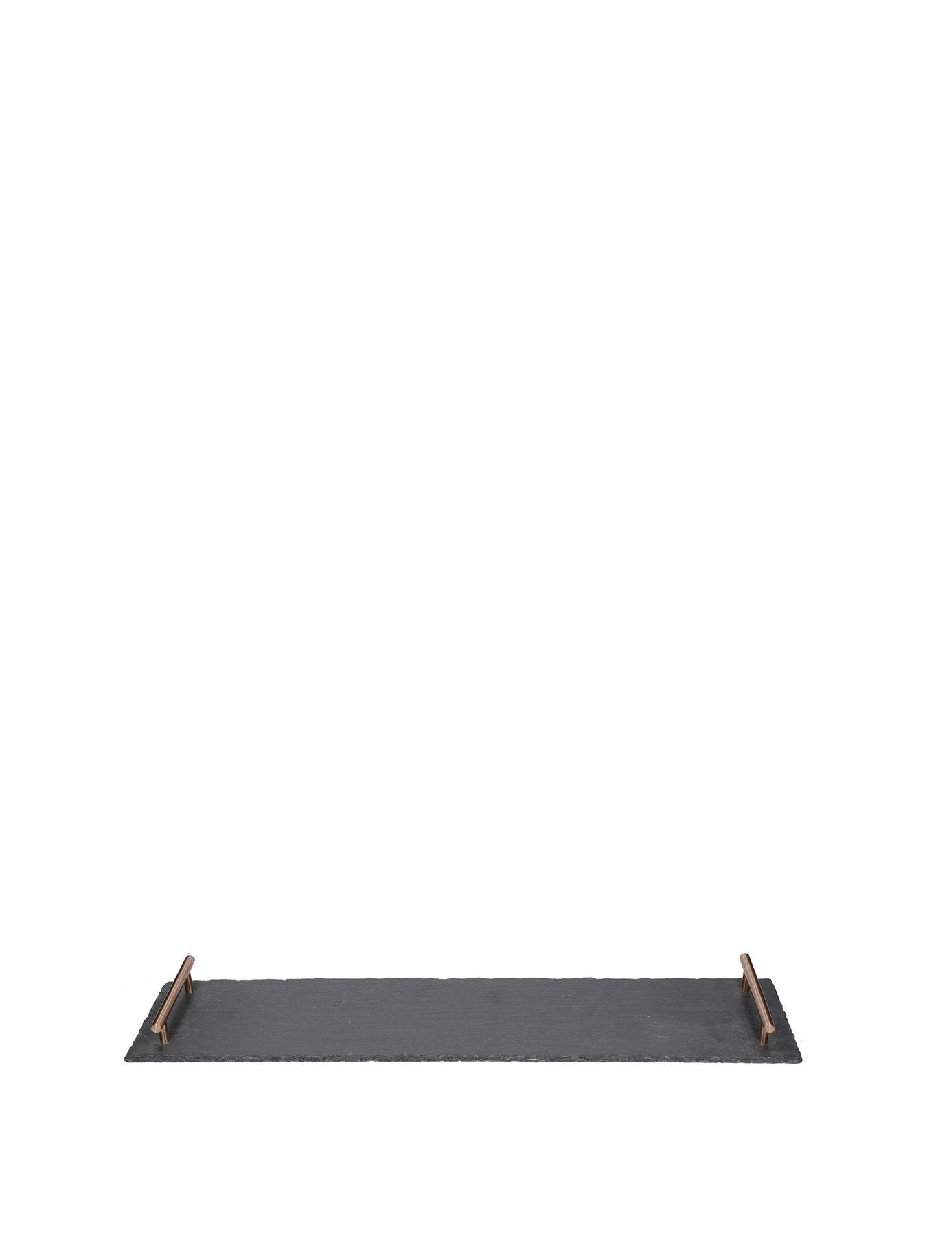  image of artesa-artes-slate-serving-platter-with-copper-coloured-handles-60cm-x-15cm