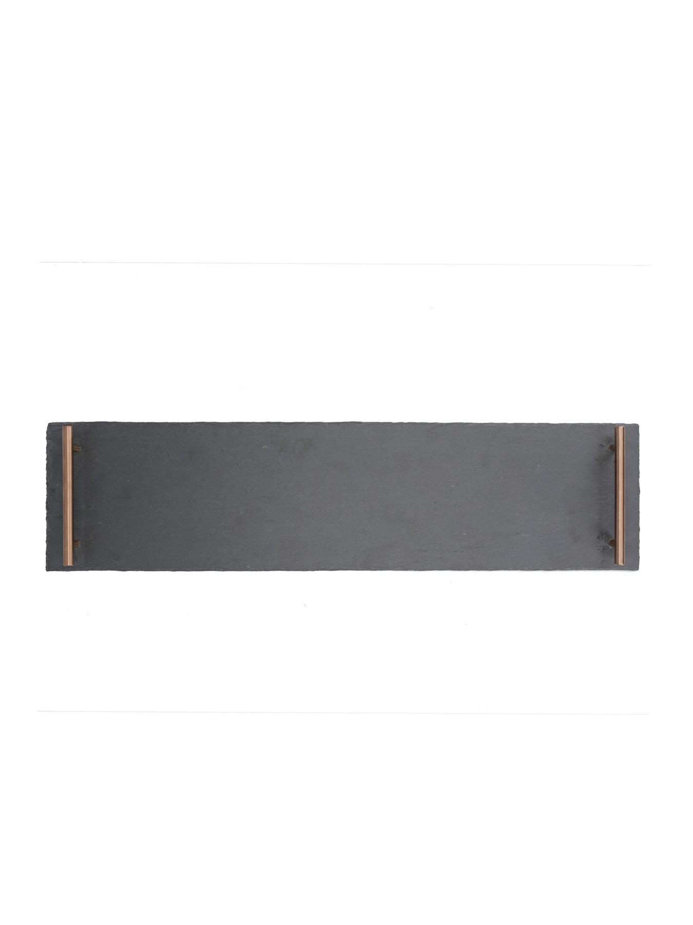 image of artesa-artes-slate-serving-platter-with-copper-coloured-handles-60cm-x-15cm