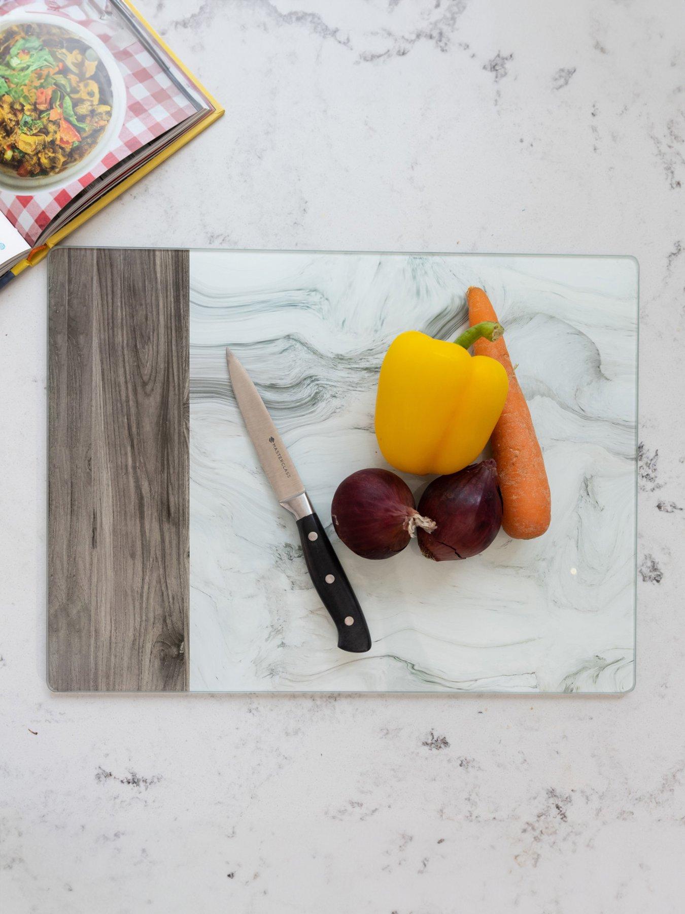 Image 1 of 6 of Creative Tops Premium Glass Worktop Protector, White Marble and Wood Design