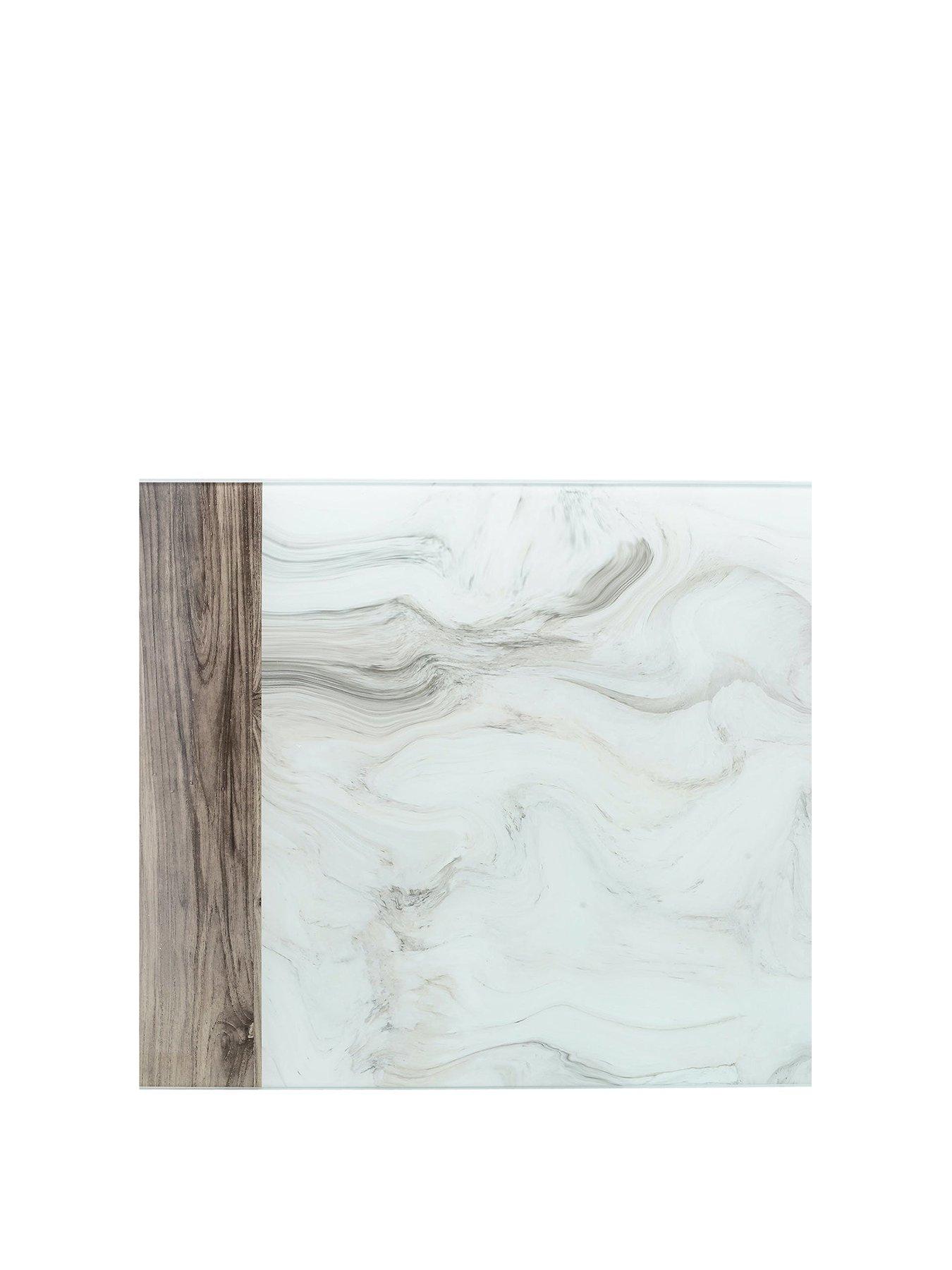 Image 2 of 6 of Creative Tops Premium Glass Worktop Protector, White Marble and Wood Design