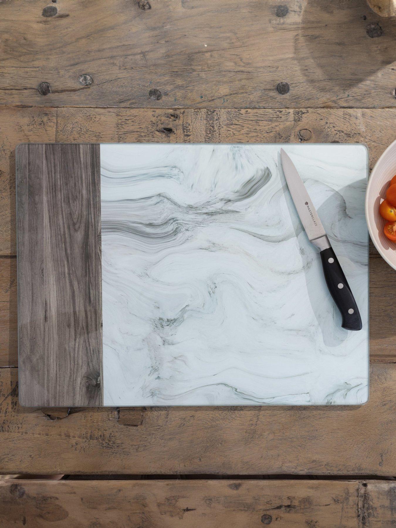 Image 3 of 6 of Creative Tops Premium Glass Worktop Protector, White Marble and Wood Design