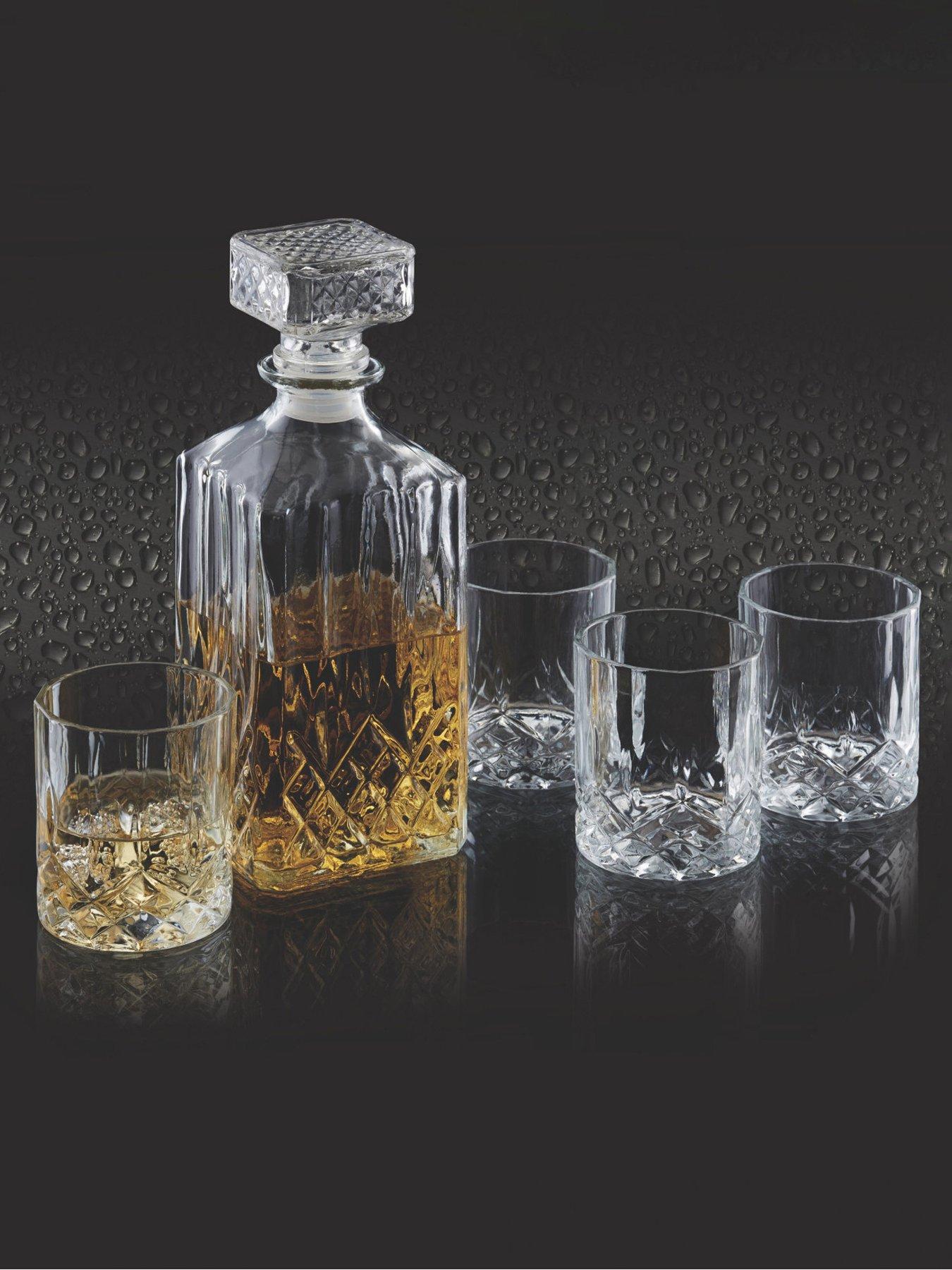 BarCraft Cut Glass Effect Decanter Set, 900ml
