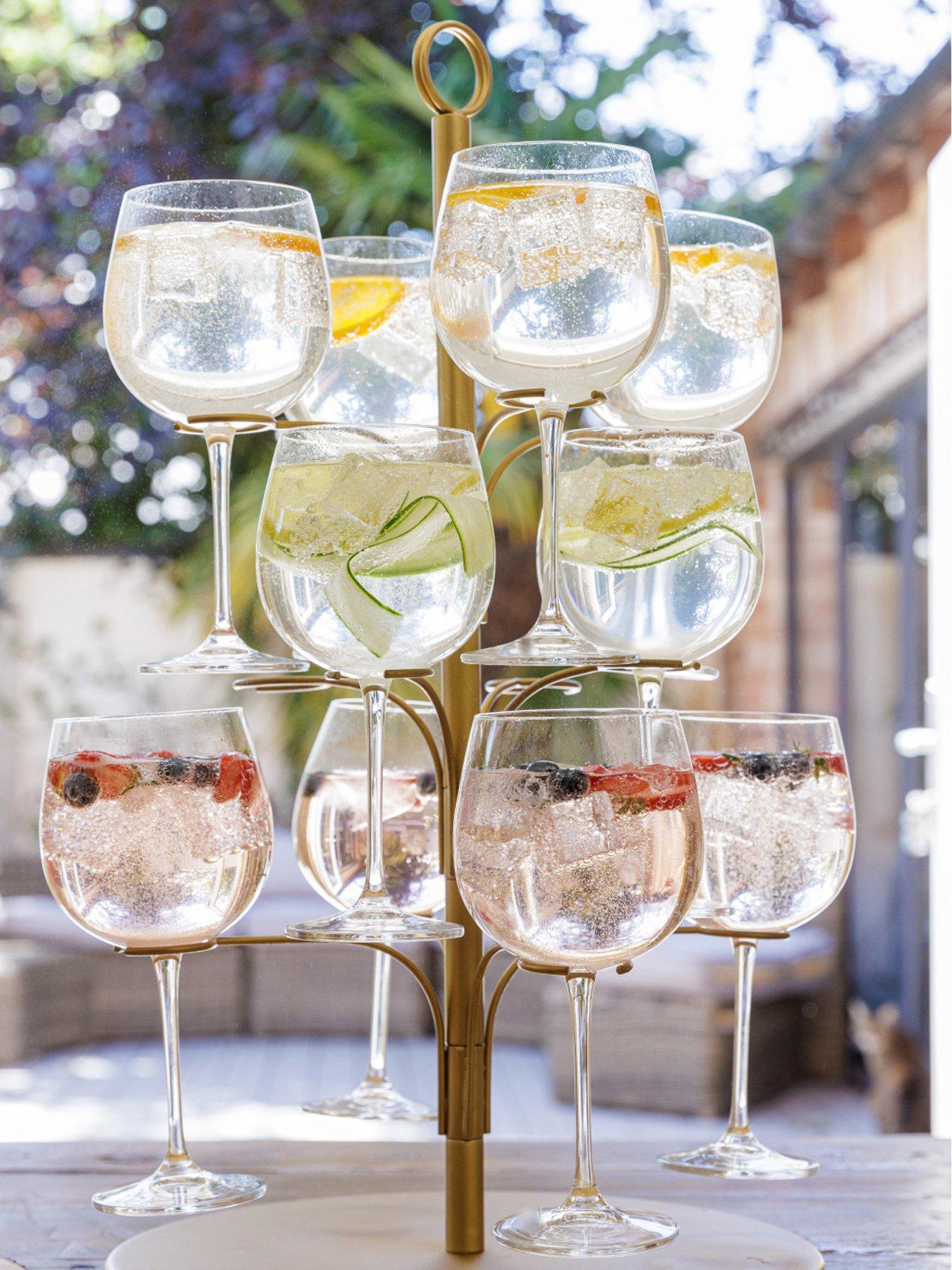 Artesa Gin and Cocktail Serving Tree, Gold Finish