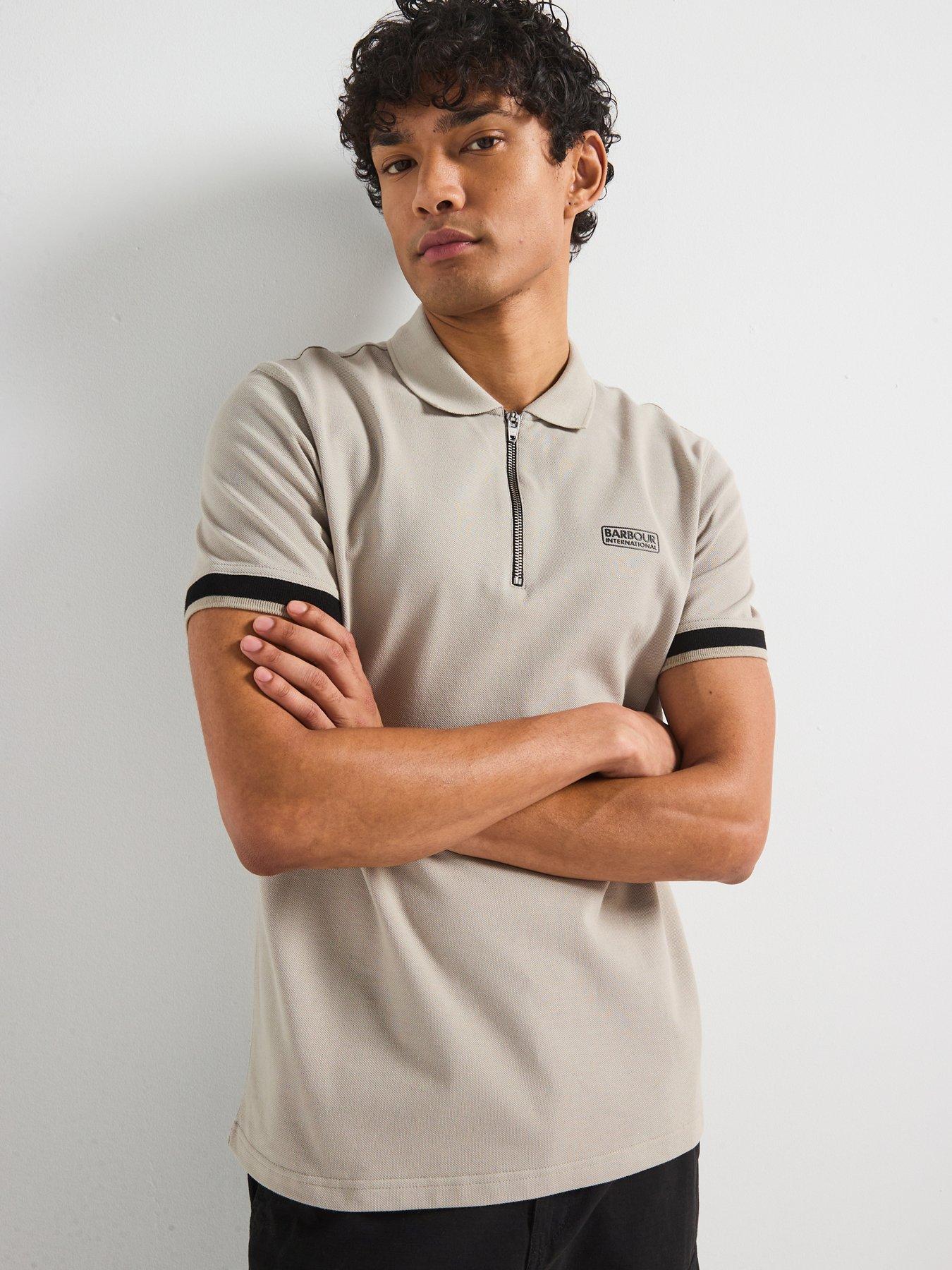  image of barbour-international-bradley-zipped-polo-shirt--beige