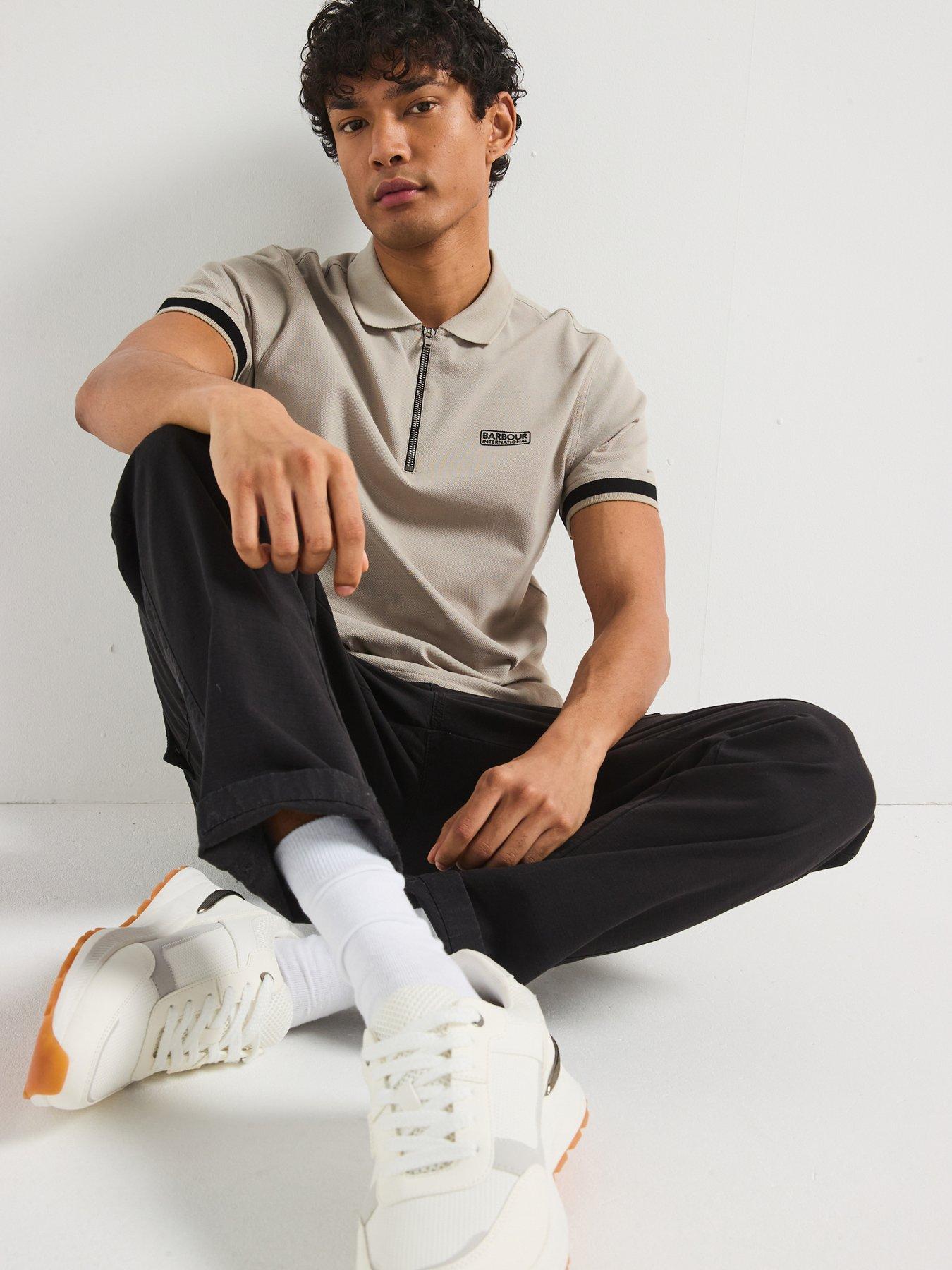  image of barbour-international-bradley-zipped-polo-shirt--beige