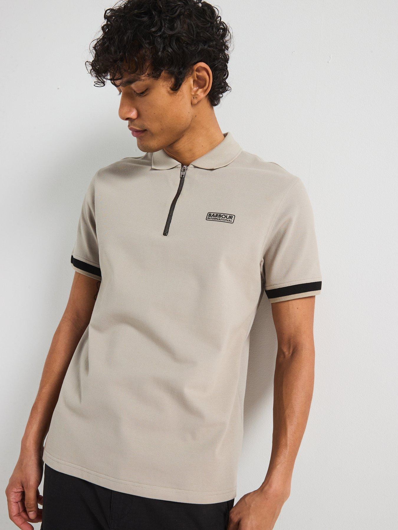  image of barbour-international-bradley-zipped-polo-shirt--beige