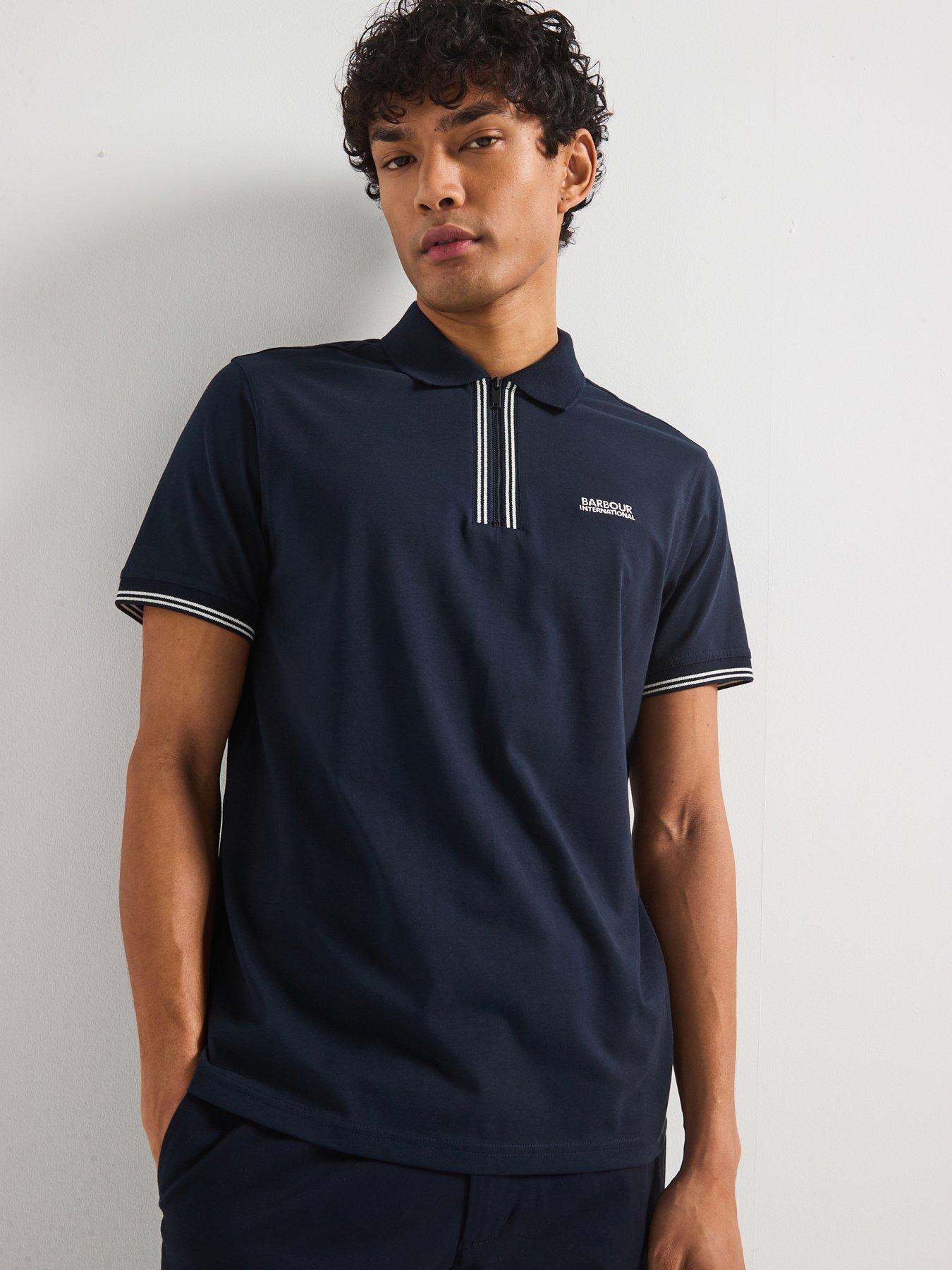  image of barbour-international-ollie-twin-tipped-placket-zipped-polo-shirt--navy