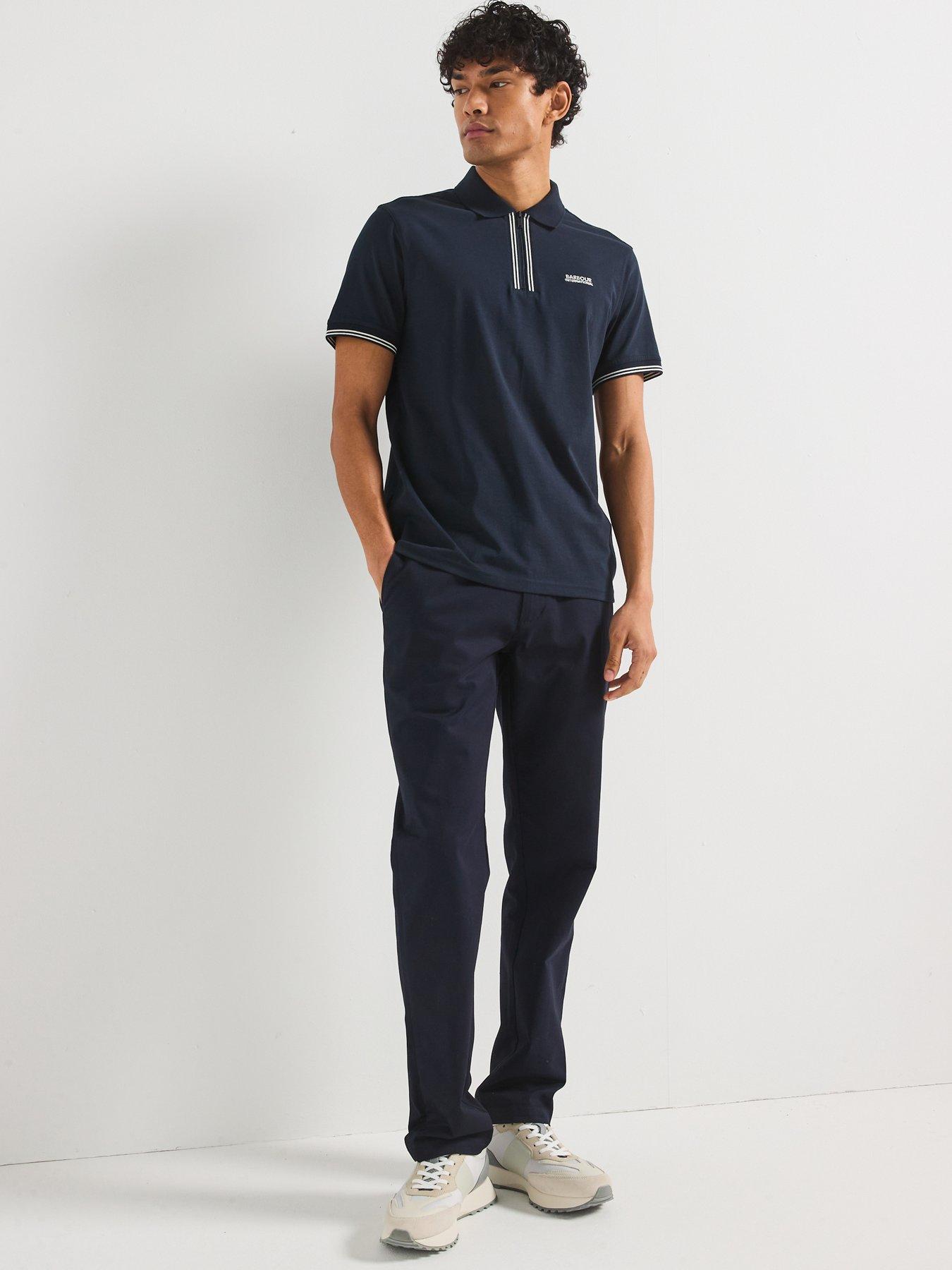  image of barbour-international-ollie-twin-tipped-placket-zipped-polo-shirt--navy
