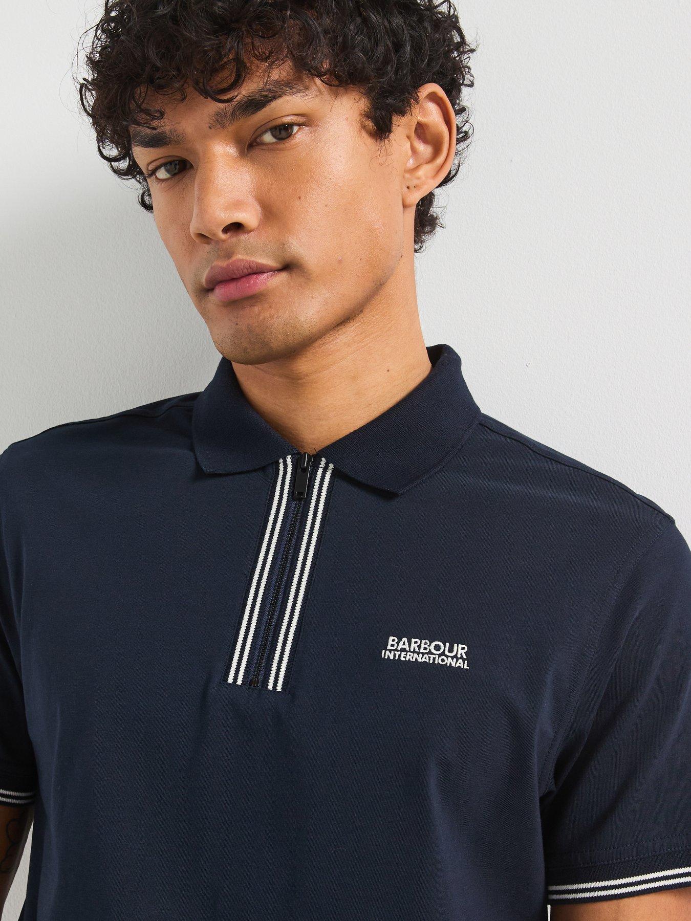  image of barbour-international-ollie-twin-tipped-placket-zipped-polo-shirt--navy