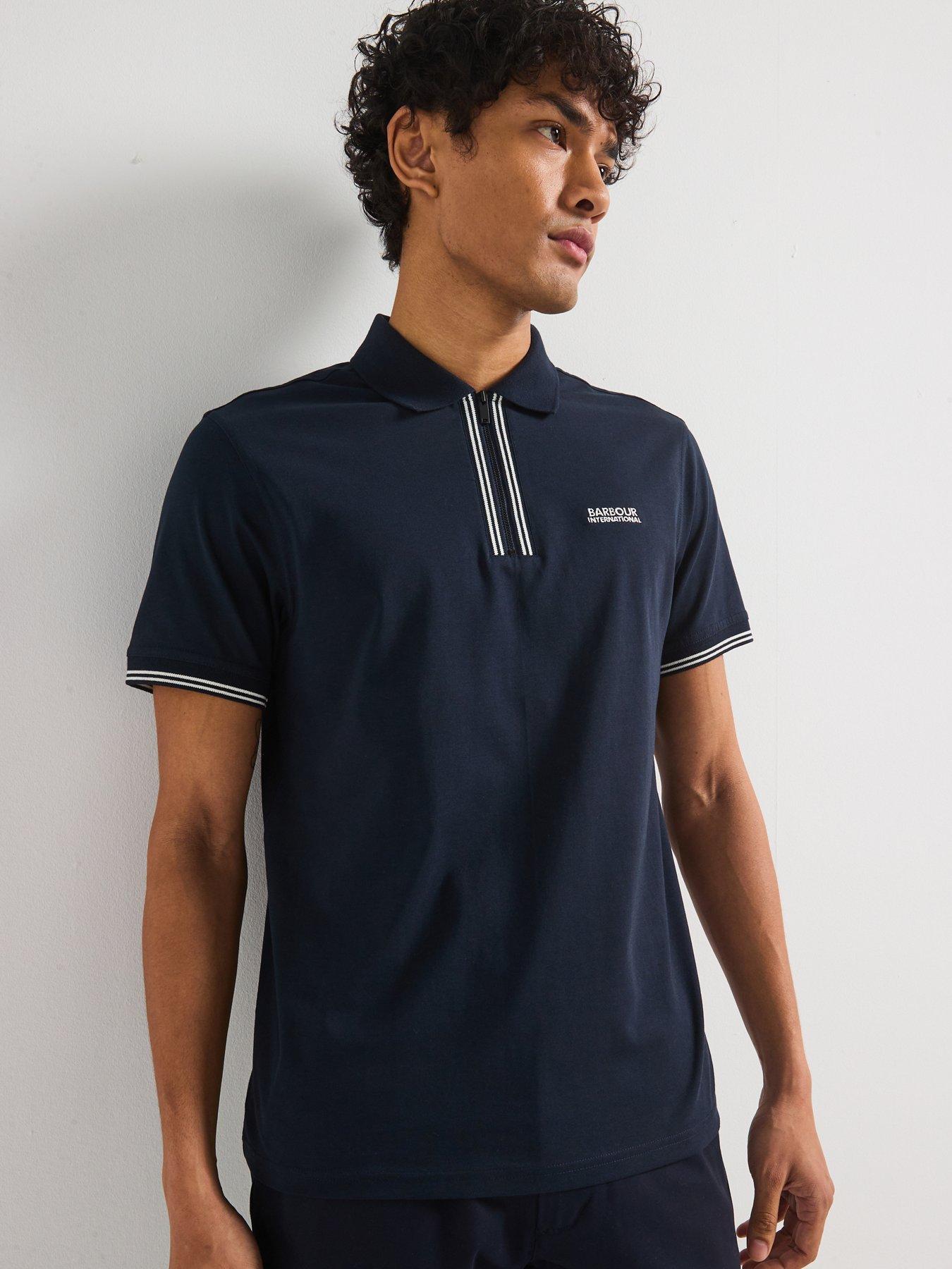  image of barbour-international-ollie-twin-tipped-placket-zipped-polo-shirt--navy