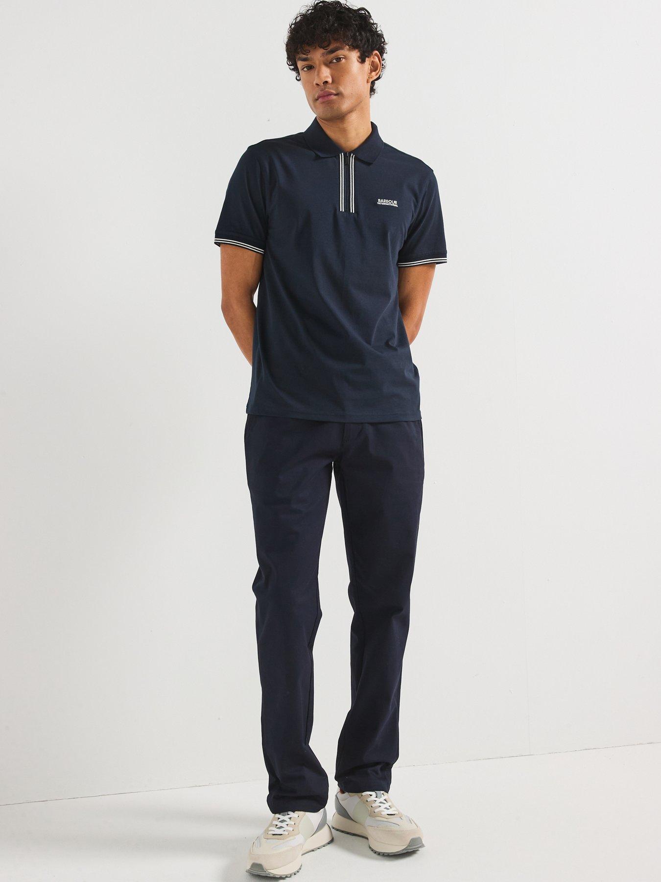  image of barbour-international-ollie-twin-tipped-placket-zipped-polo-shirt--navy
