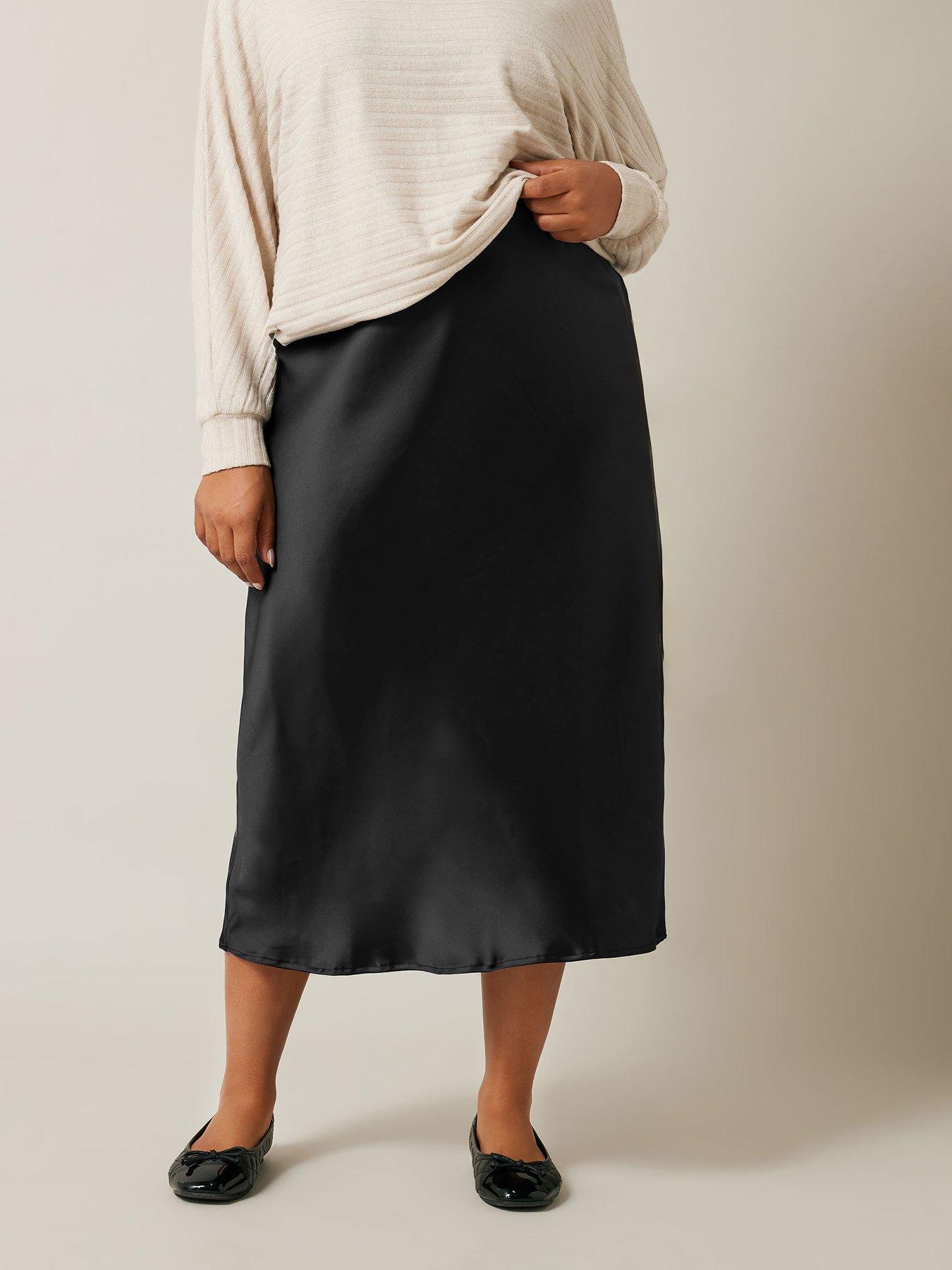 Image 1 of 4 of Evans Satin Skirt - Black