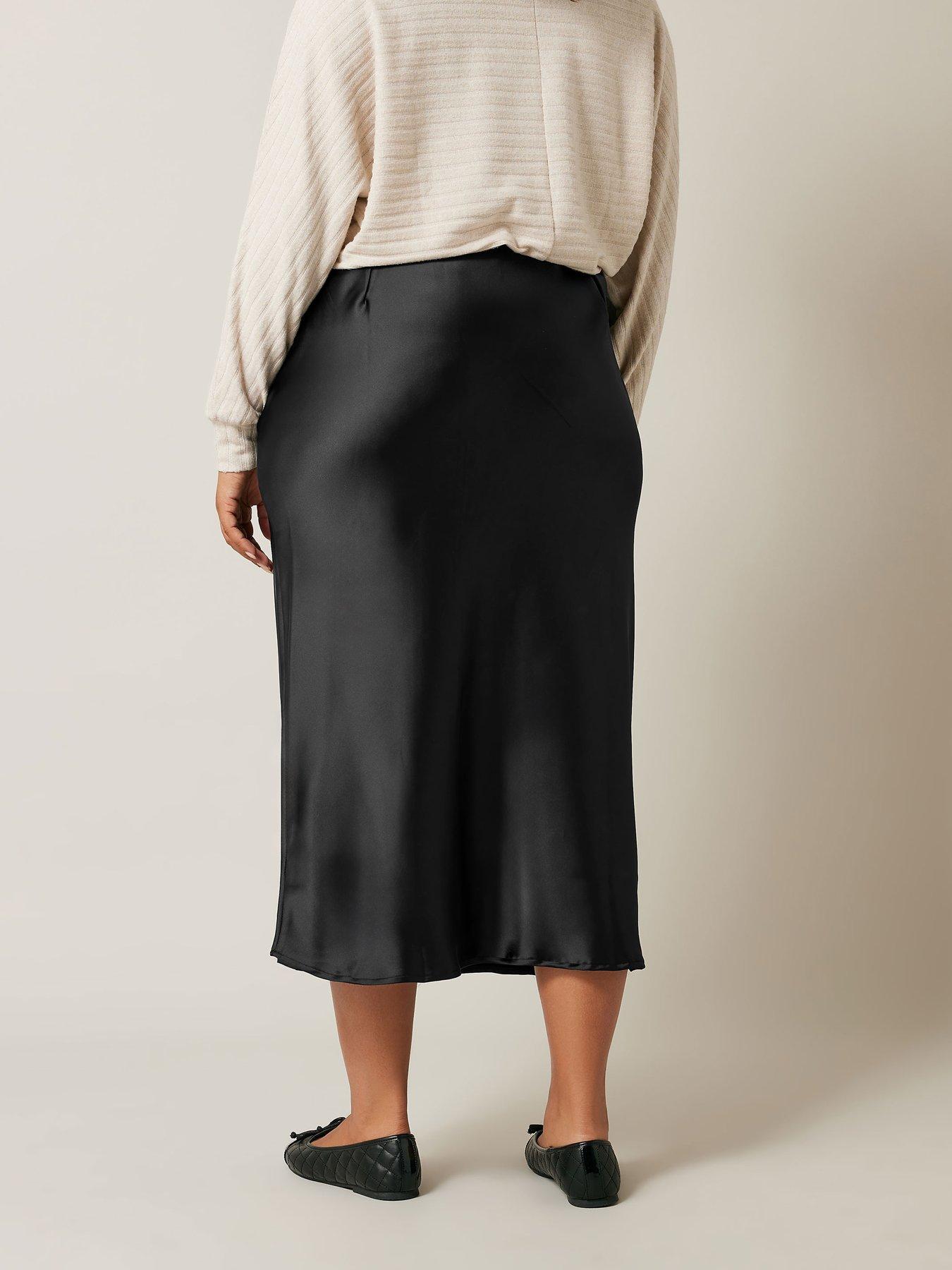 Image 2 of 4 of Evans Satin Skirt - Black