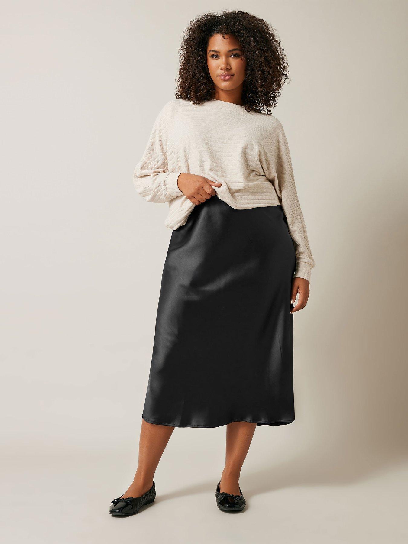 Image 3 of 4 of Evans Satin Skirt - Black