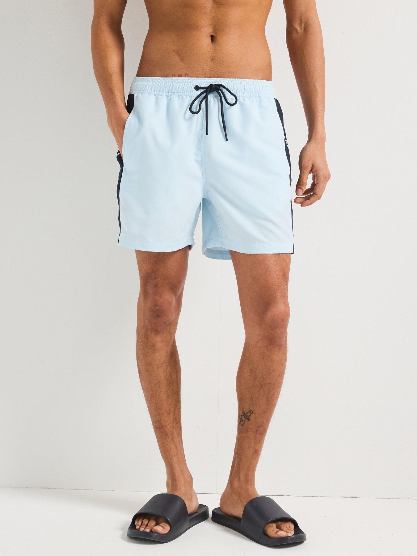  image of barbour-international-panel-logo-swimwear-shorts--light-blue