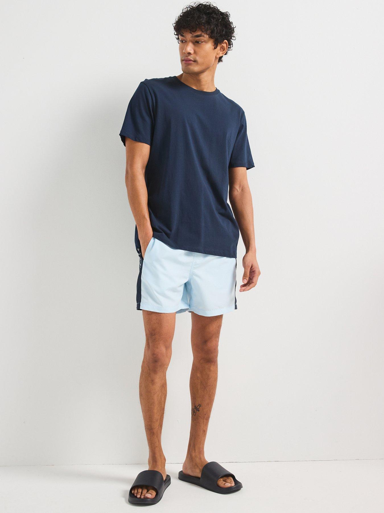  image of barbour-international-panel-logo-swimwear-shorts--light-blue