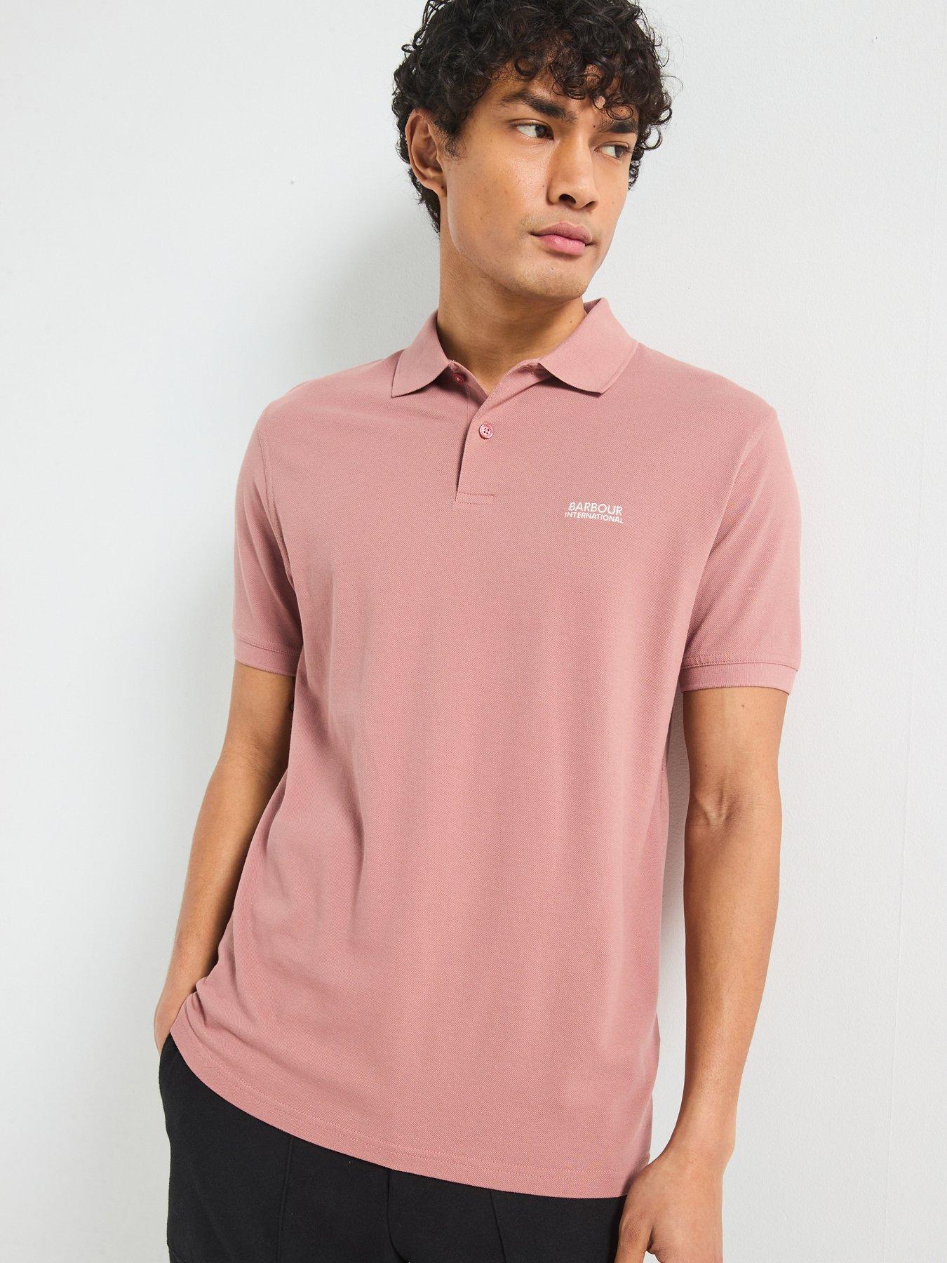  image of barbour-international-lightweight-pique-essential-polo-shirt--pink