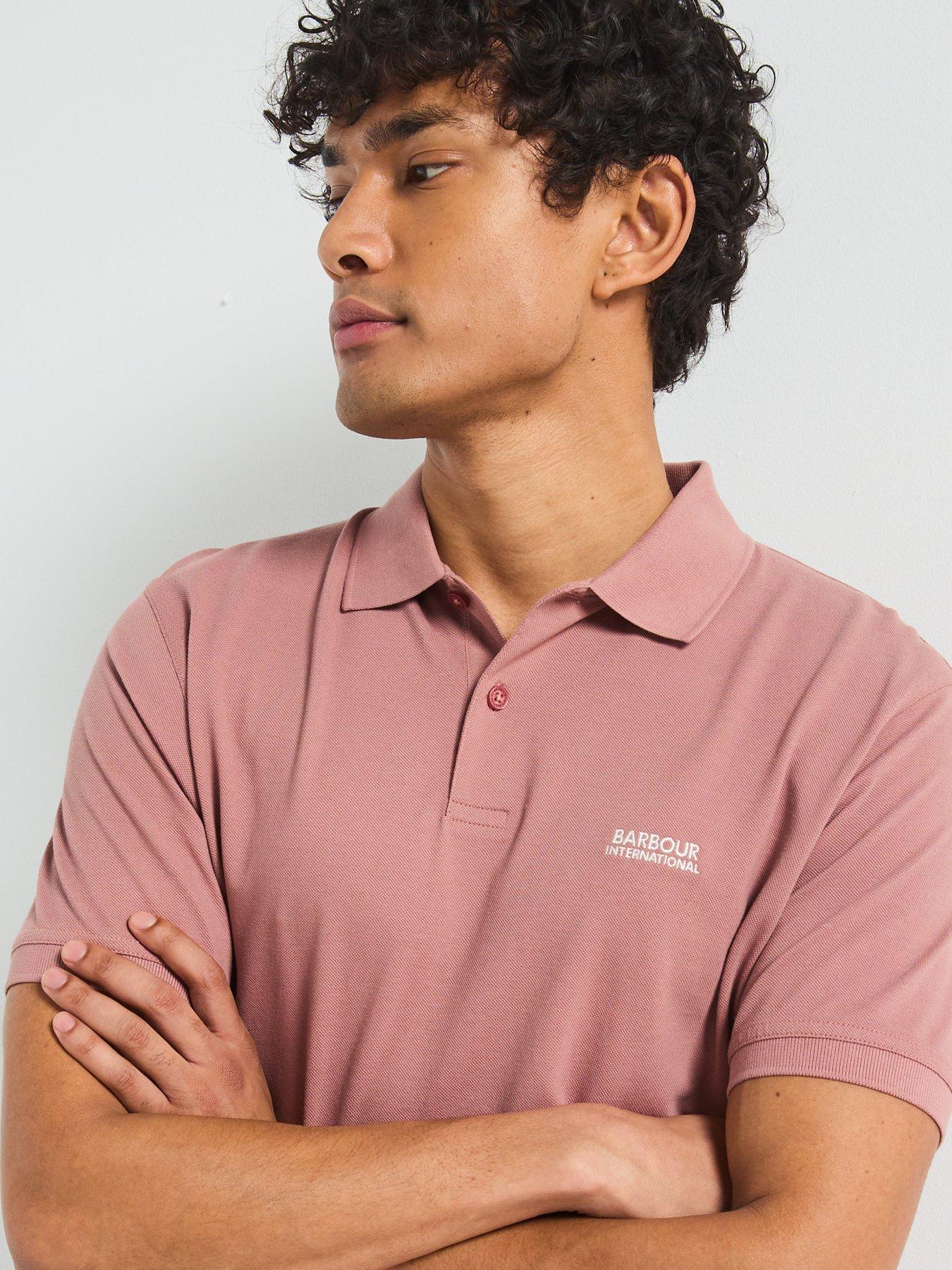  image of barbour-international-lightweight-pique-essential-polo-shirt--pink