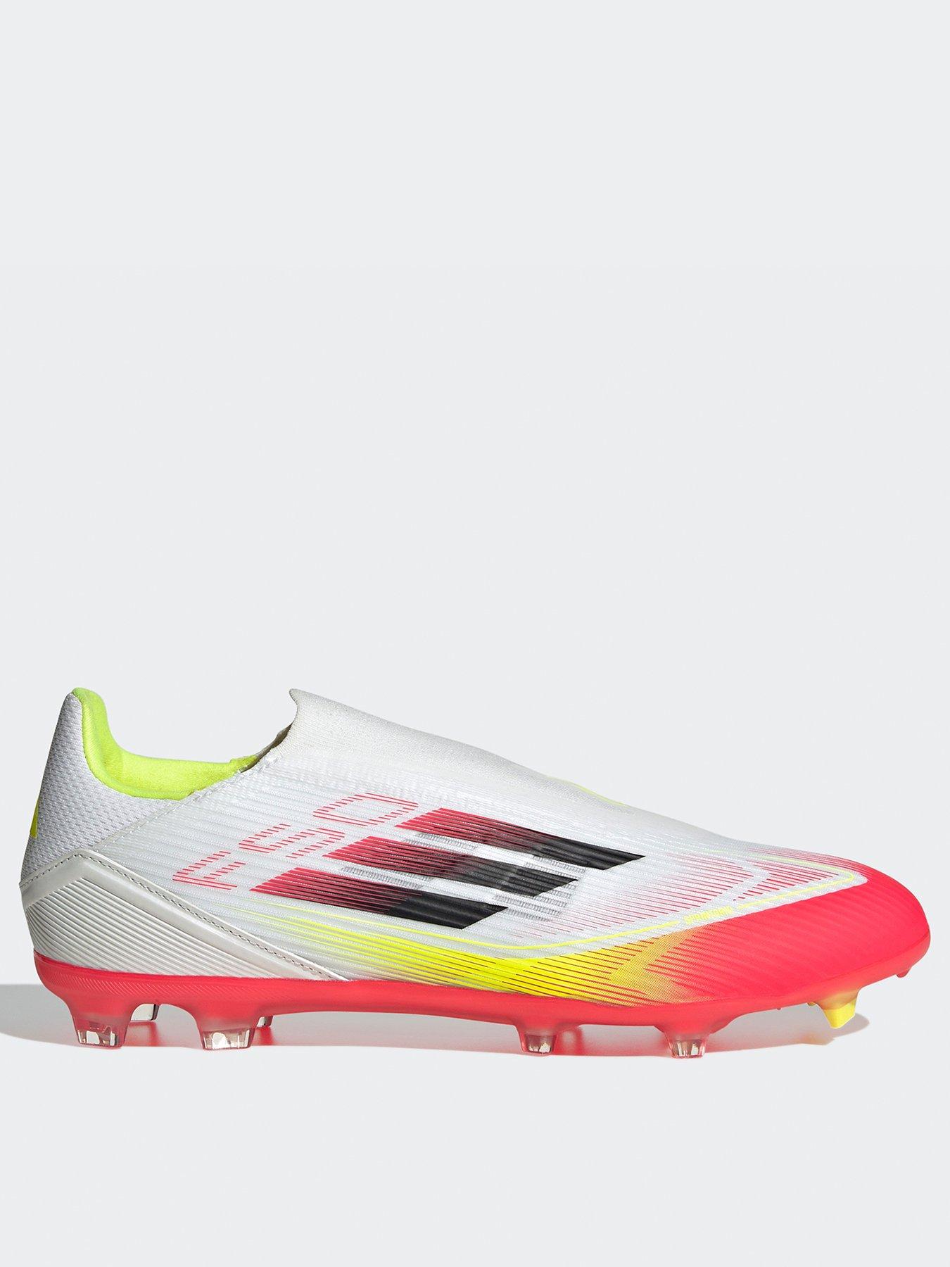 front image of adidas-mens-f50-league-laceless-firm-ground-football-boot-white