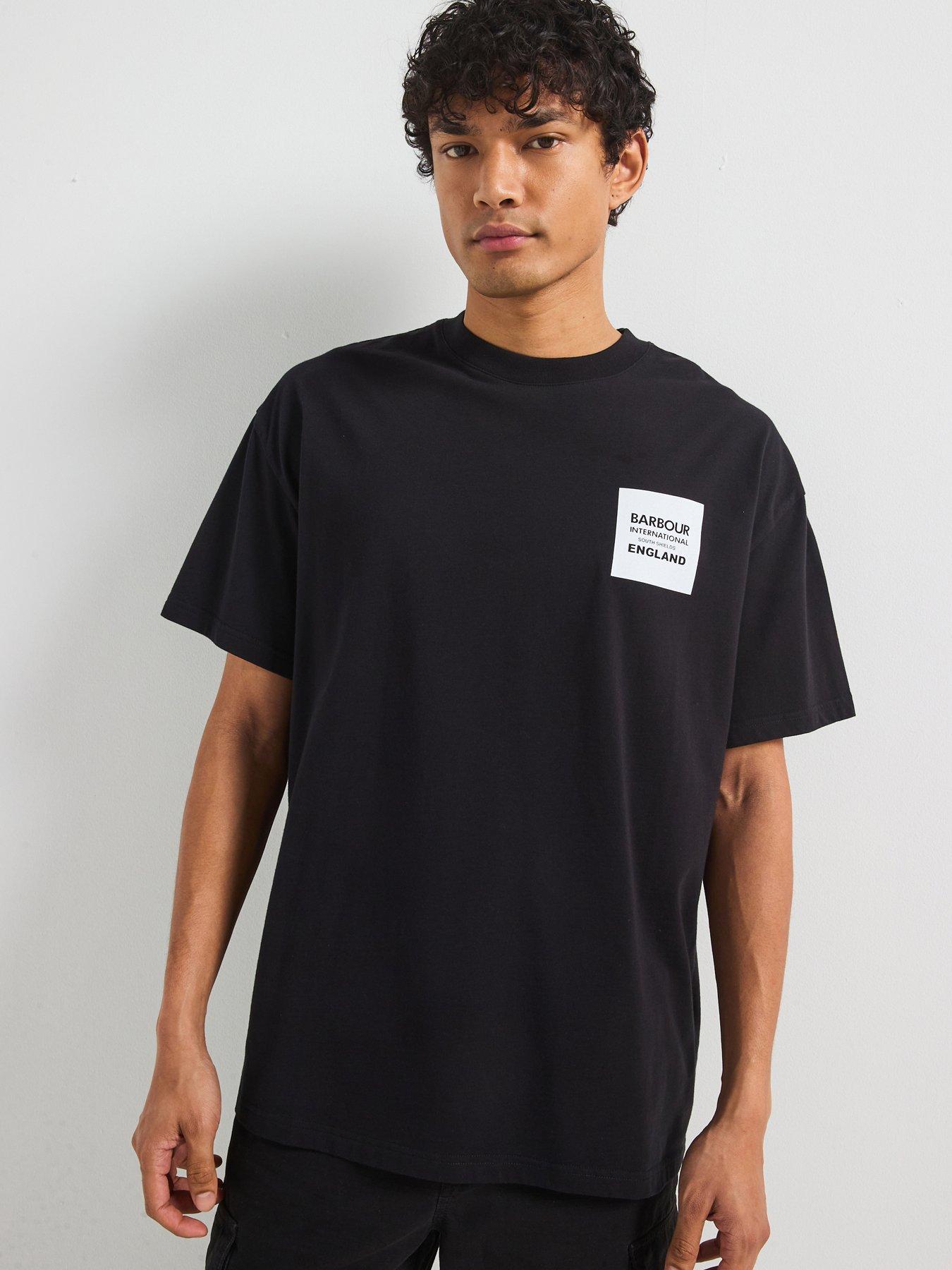  image of barbour-international-micro-block-oversized-back-print-t-shirt-black
