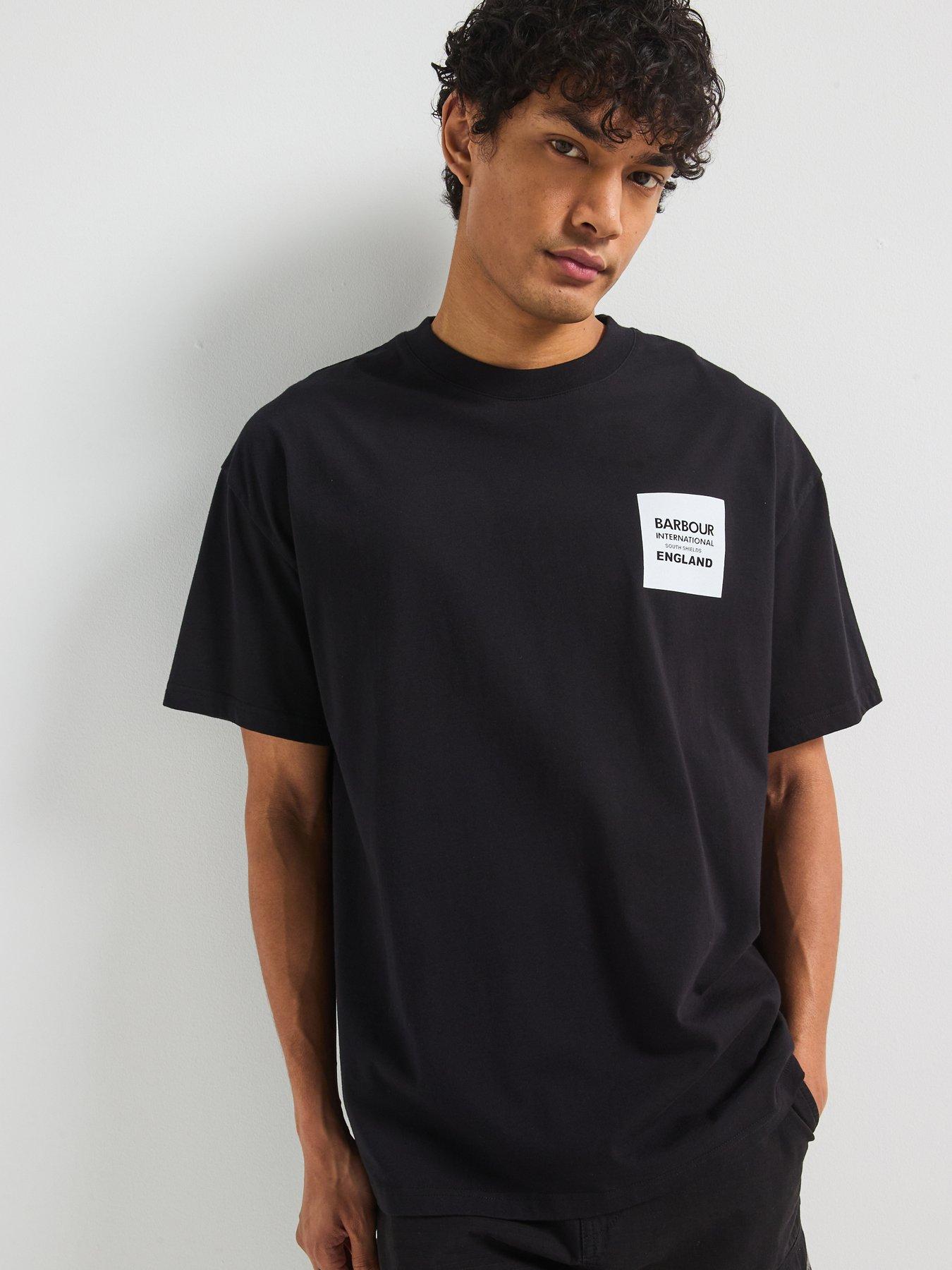  image of barbour-international-micro-block-oversized-back-print-t-shirt-black