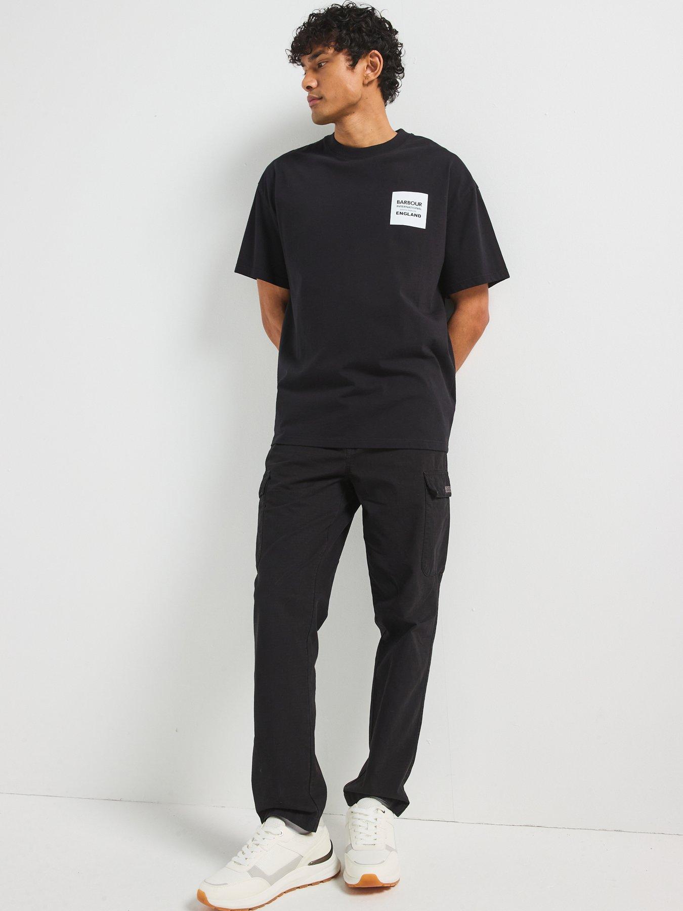  image of barbour-international-micro-block-oversized-back-print-t-shirt-black