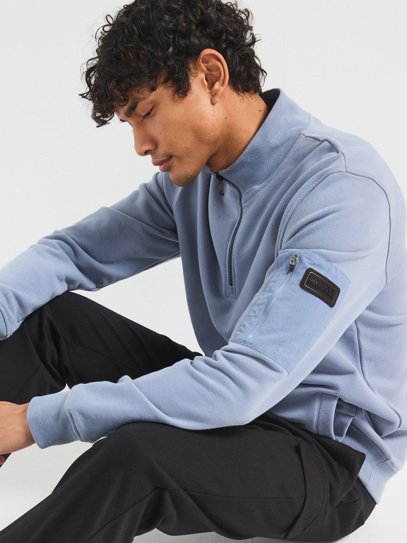 image of barbour-international-ewan-half-zip-funnel-neck-sweat-top-blue