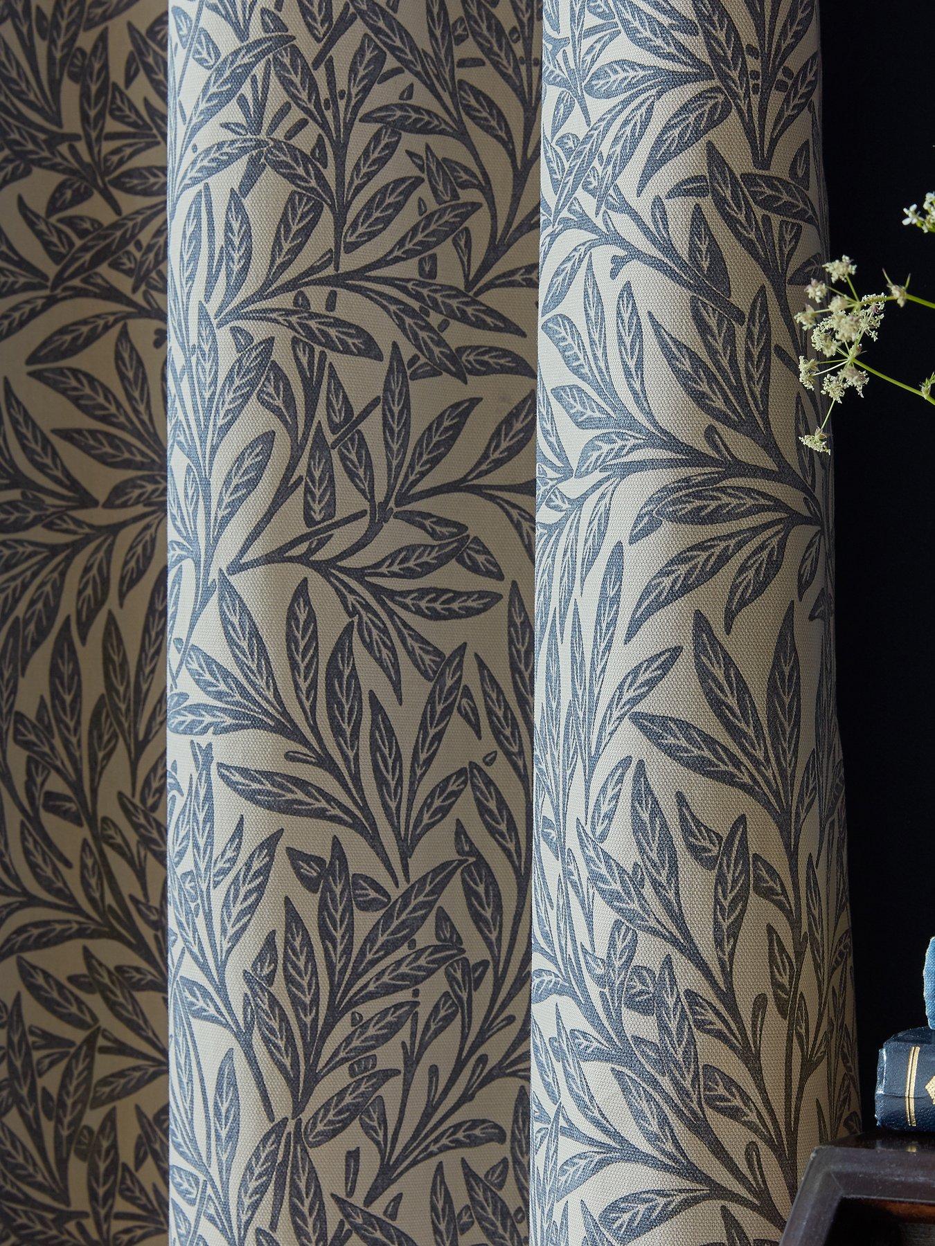  image of william-morris-at-home-original-willow-blackout-lined-header-tape-curtains-66cm-26-tie-back-pair