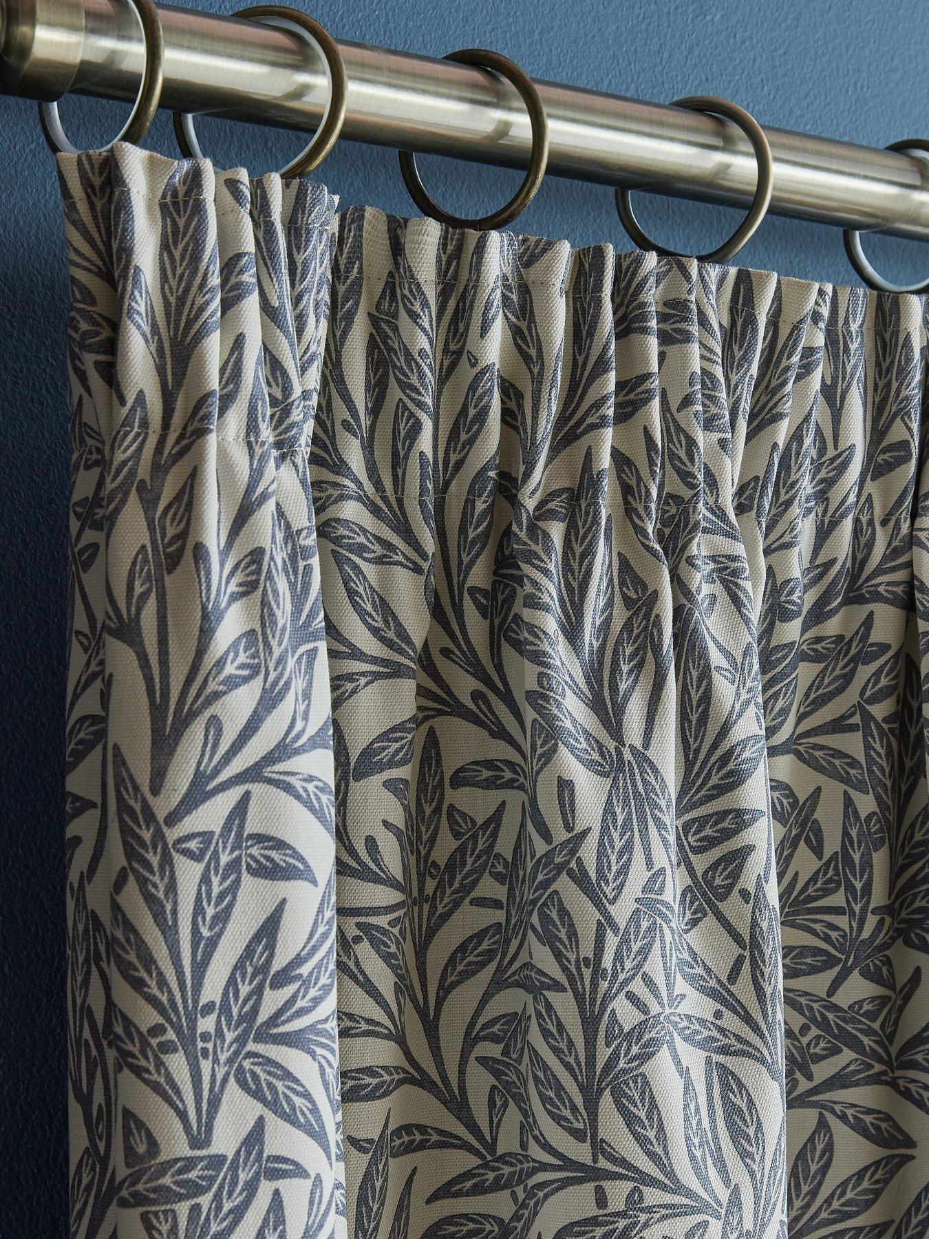  image of william-morris-at-home-original-willow-blackout-lined-header-tape-curtains-66cm-26-tie-back-pair
