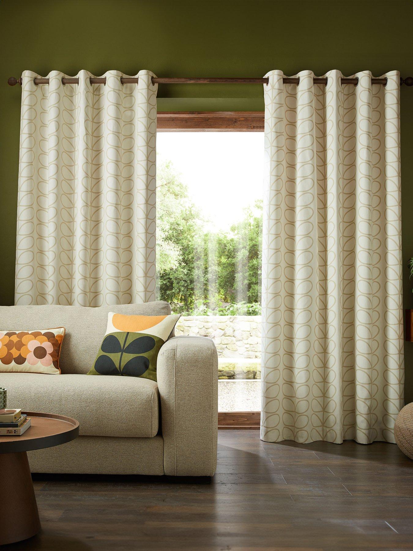 undefined Natural Linear Stem Line Eyelet Curtains-117cm X 183cm (46"x72")