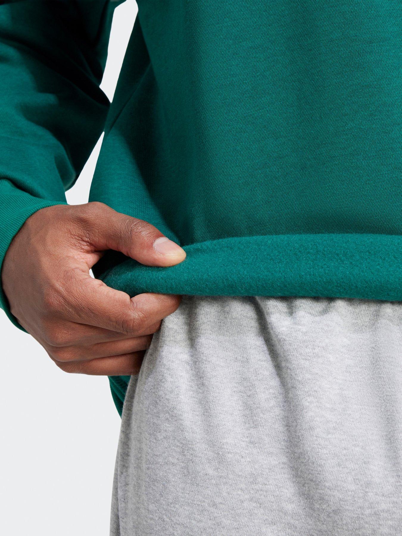  image of adidas-sportswear-mens-essentials-3-stripe-fleece-sweatshirt-collegiate-greenblack