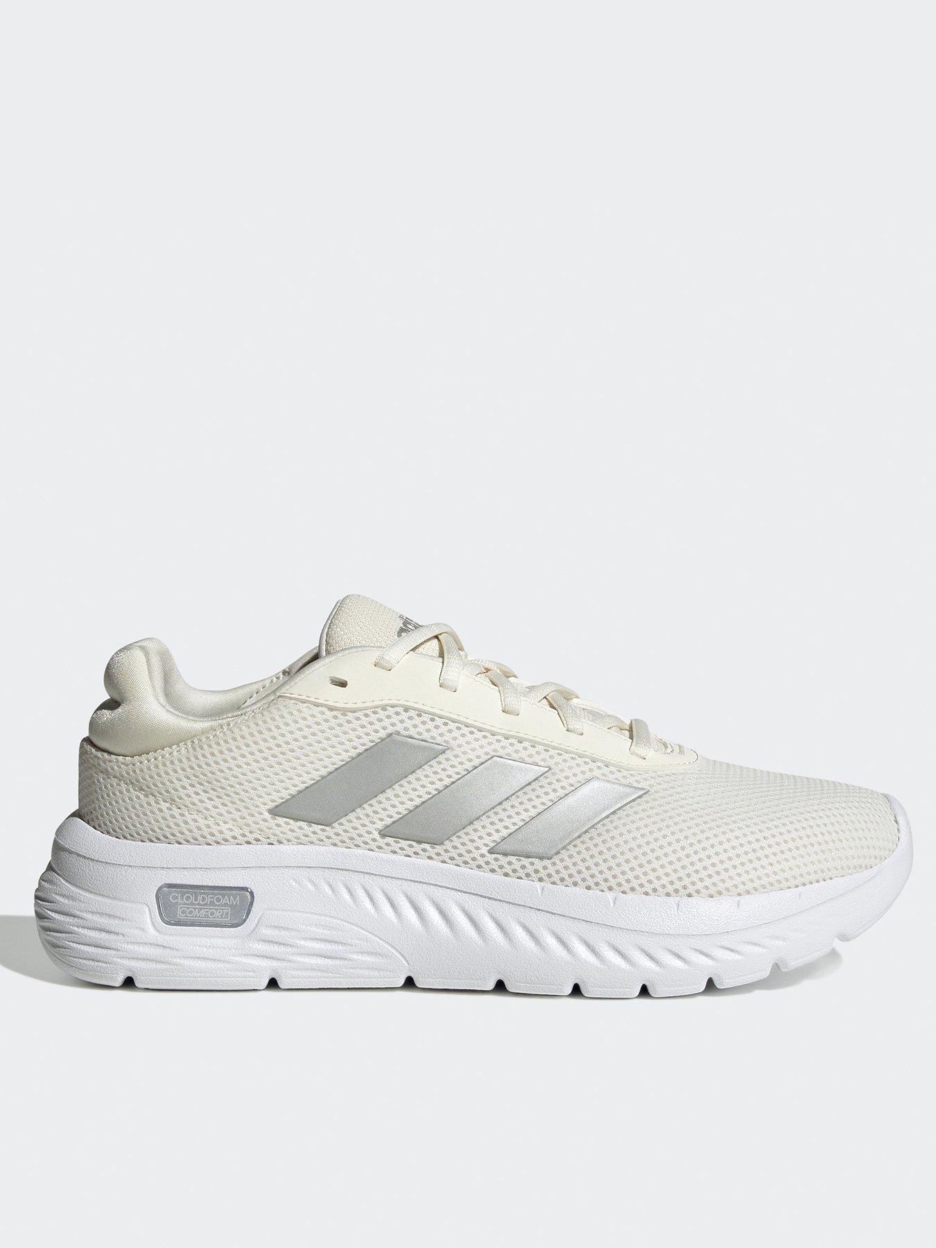 undefined Women's Cloudfoam Comfy Trainers - Off White/Silver Metallic/White