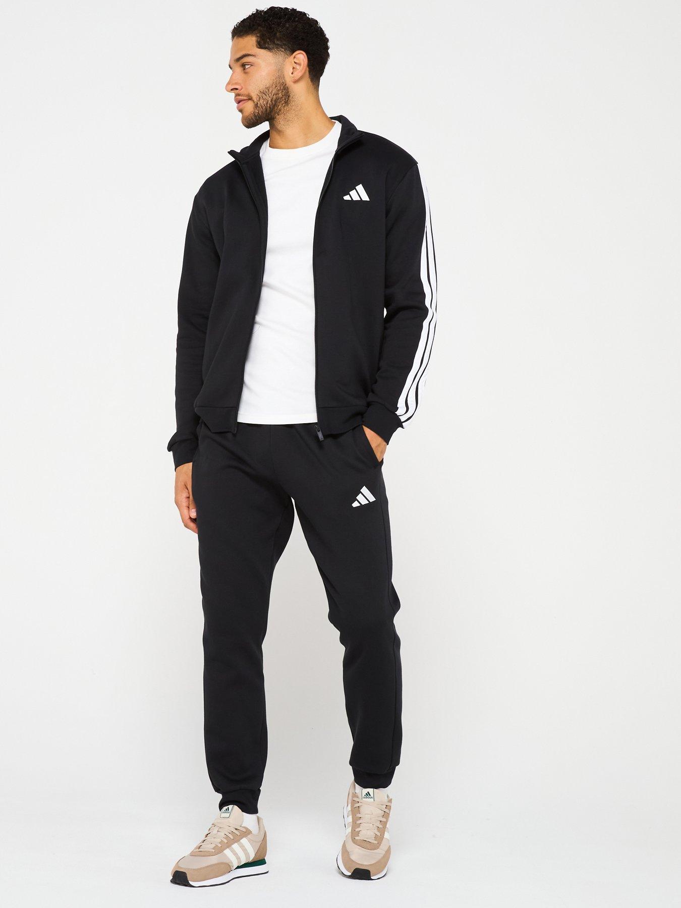 adidas Sportswear Men's Basic 3-Stripe Fleece Tracksuit - Black