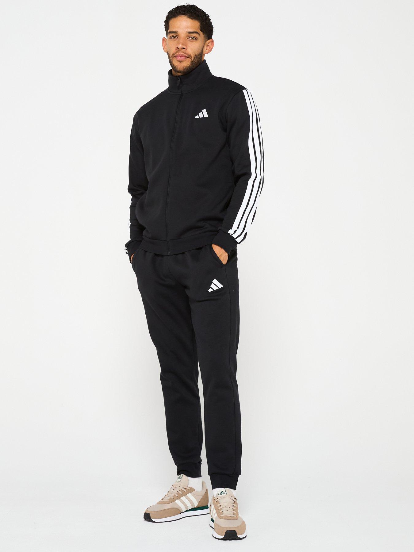 Image 3 of 5 of adidas Sportswear Men's Basic 3-Stripe Fleece Tracksuit - Black