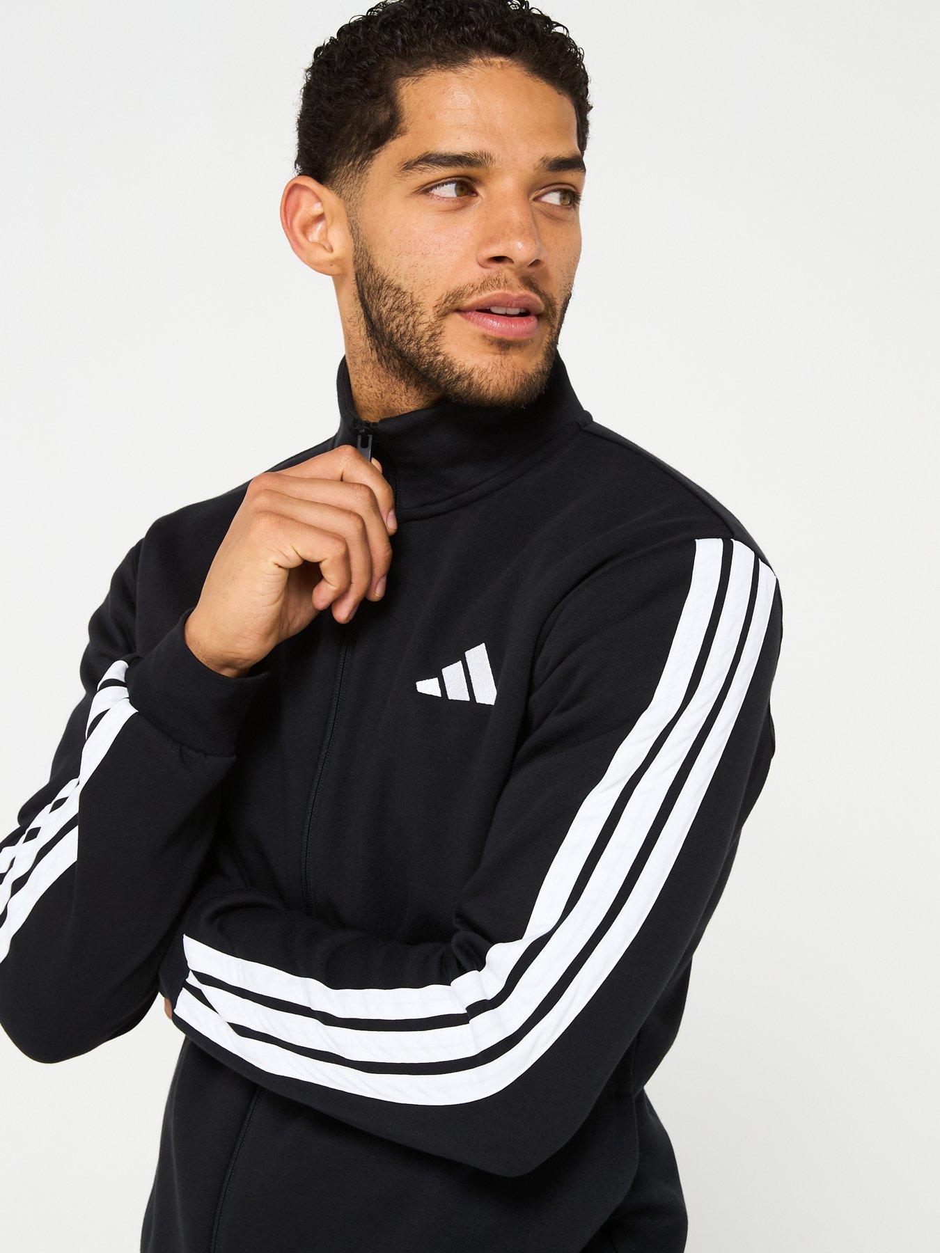 Image 4 of 5 of adidas Sportswear Men's Basic 3-Stripe Fleece Tracksuit - Black