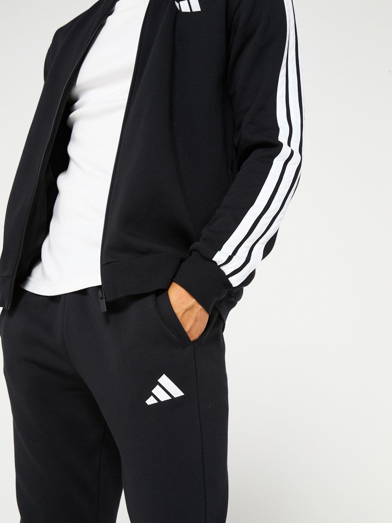  image of adidas-sportswear-mens-sportswear-basic-3-stripe-fleece-tracksuit-black