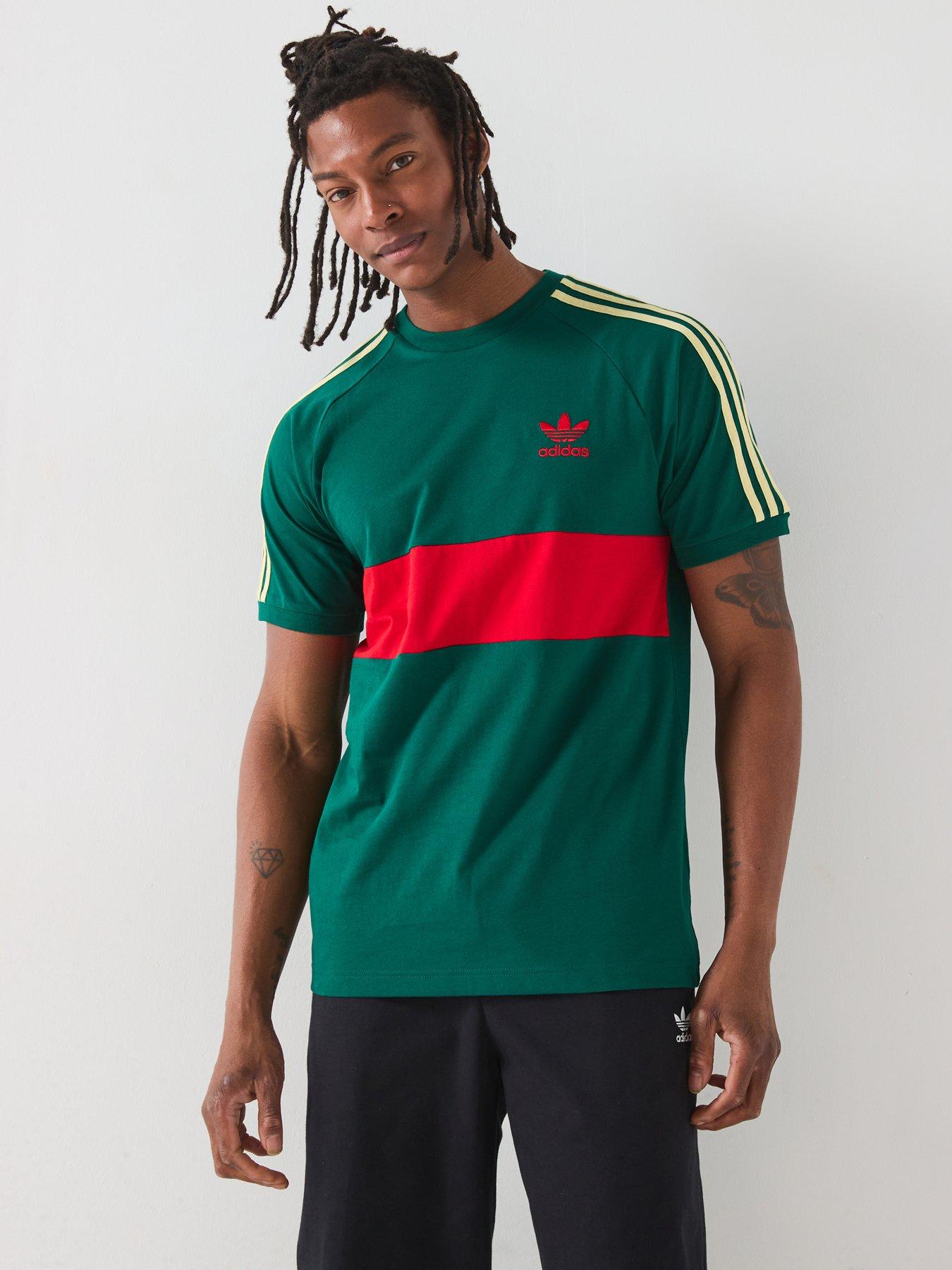 adidas Originals Men's 3-Stripe Panel T-Shirt Collegiate Green